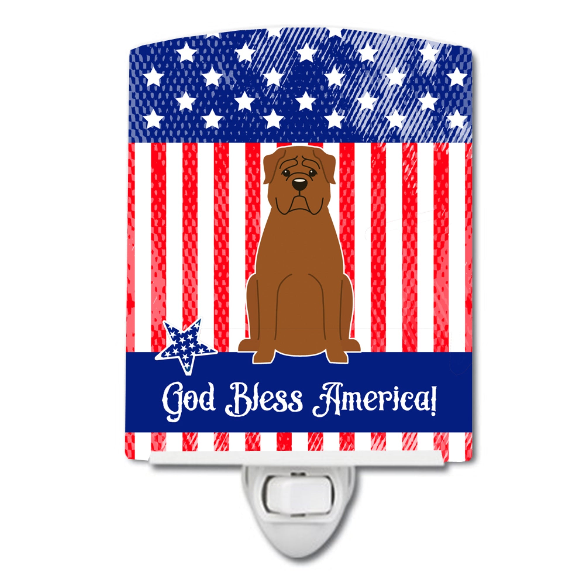  inchCarolines Treasures Patriotic USA Dogue de Bourdeaux Ceramic Night Light, 6x4, Multicolor inch