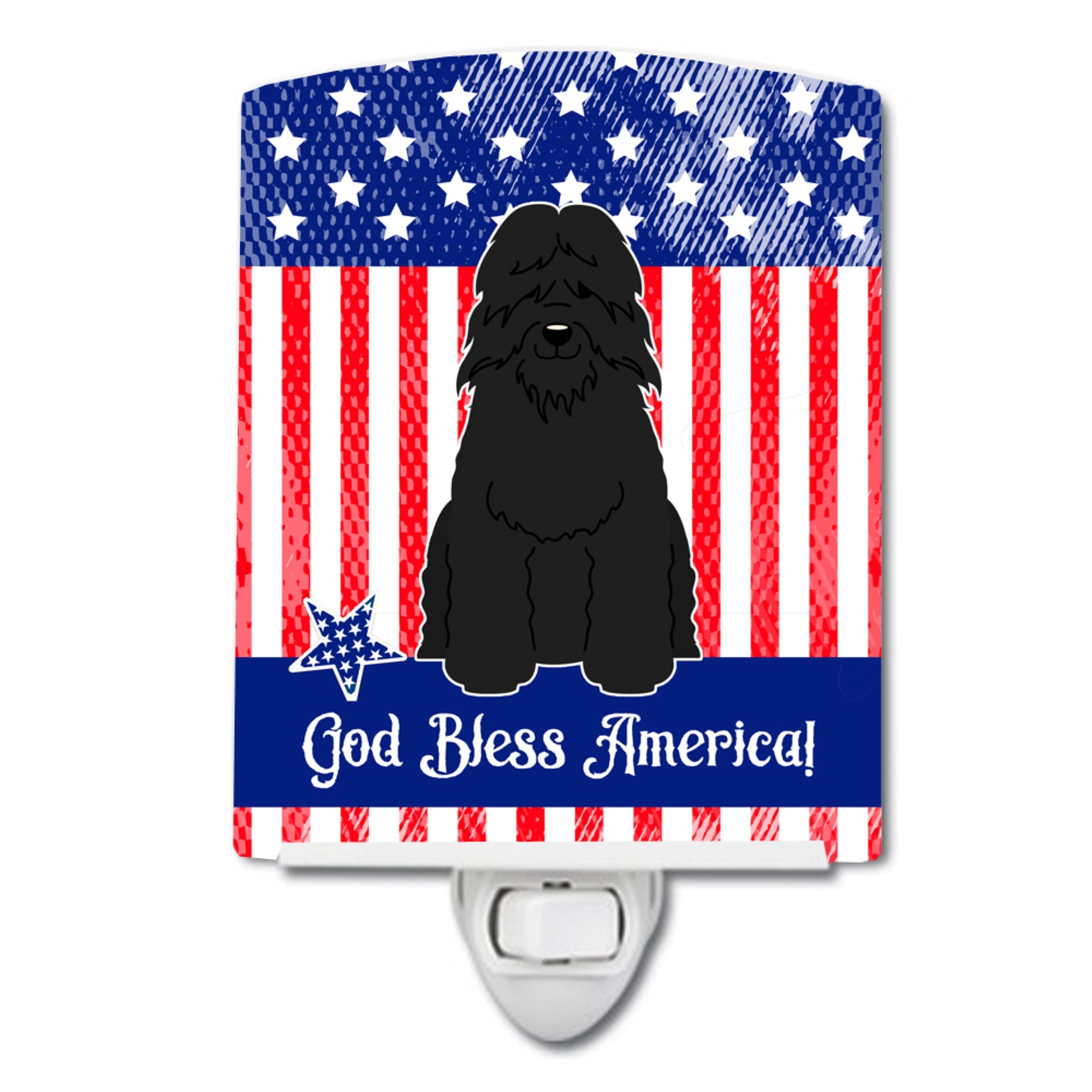  inchCarolines Treasures Patriotic USA Bouvier des Flandres Ceramic Night Light, 6x4, Multicolor inch