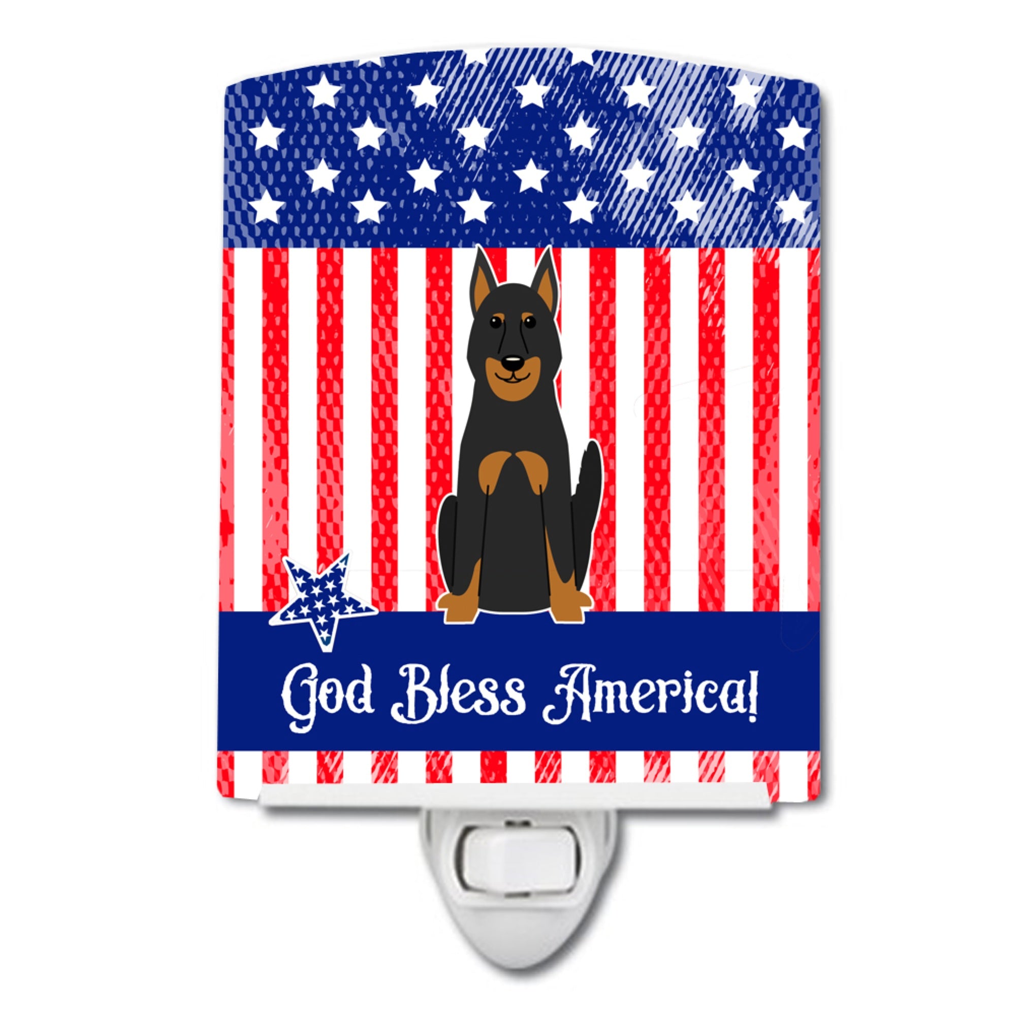  inchCarolines Treasures Patriotic USA Beauce Shepherd Dog Ceramic Night Light, 6x4, Multicolor inch