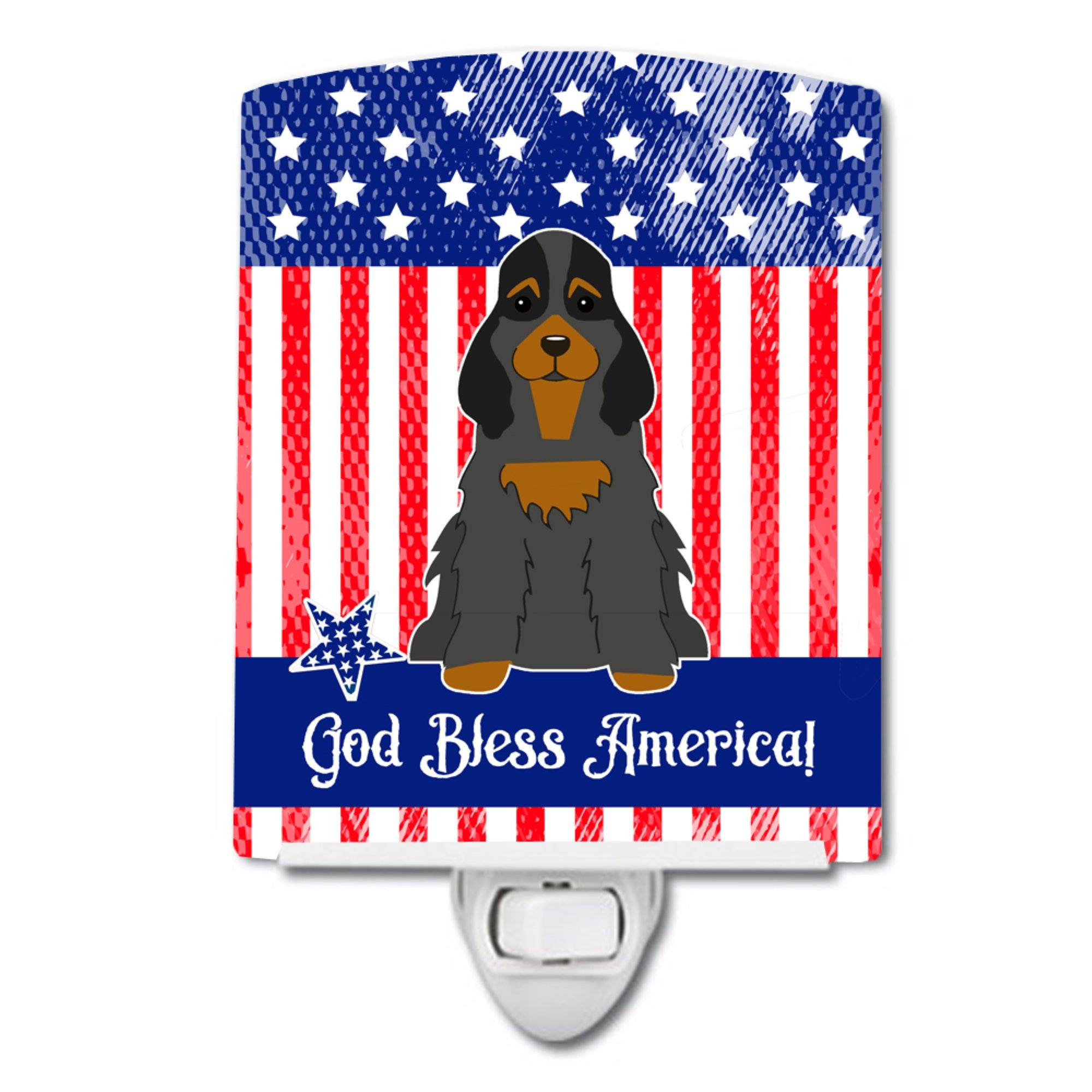  inchCarolines Treasures Patriotic USA Cocker Spaniel Black Tan Ceramic Night Light, 6x4, Multicolor inch