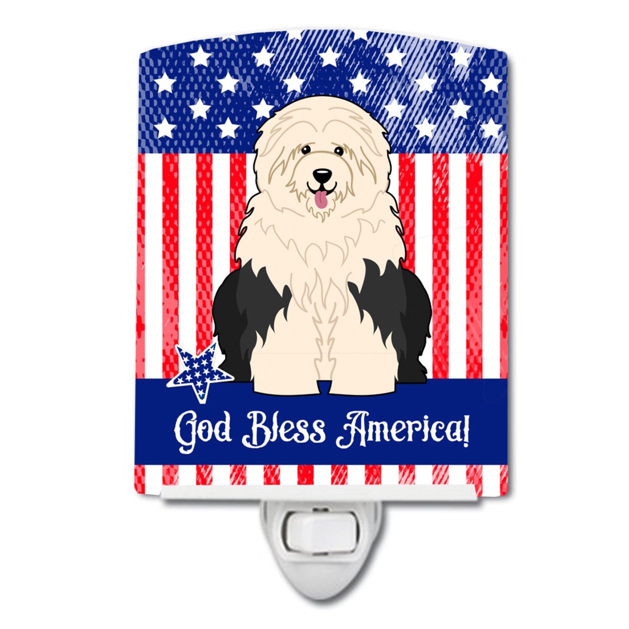  inchCarolines Treasures Patriotic USA Old English Sheepdog Ceramic Night Light, 6x4, Multicolor inch