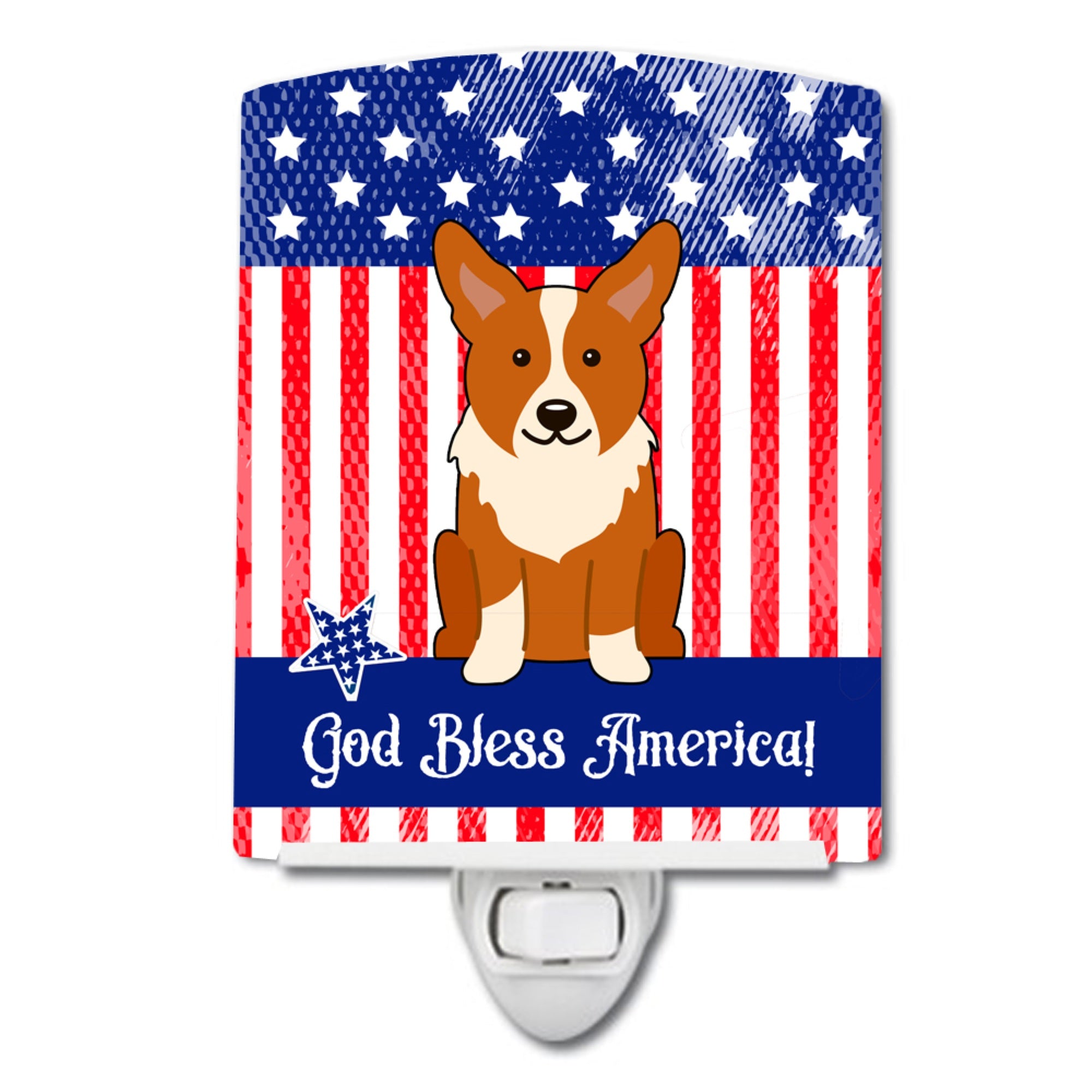  inchCarolines Treasures Patriotic USA Corgi Ceramic Night Light, 6x4, Multicolor inch