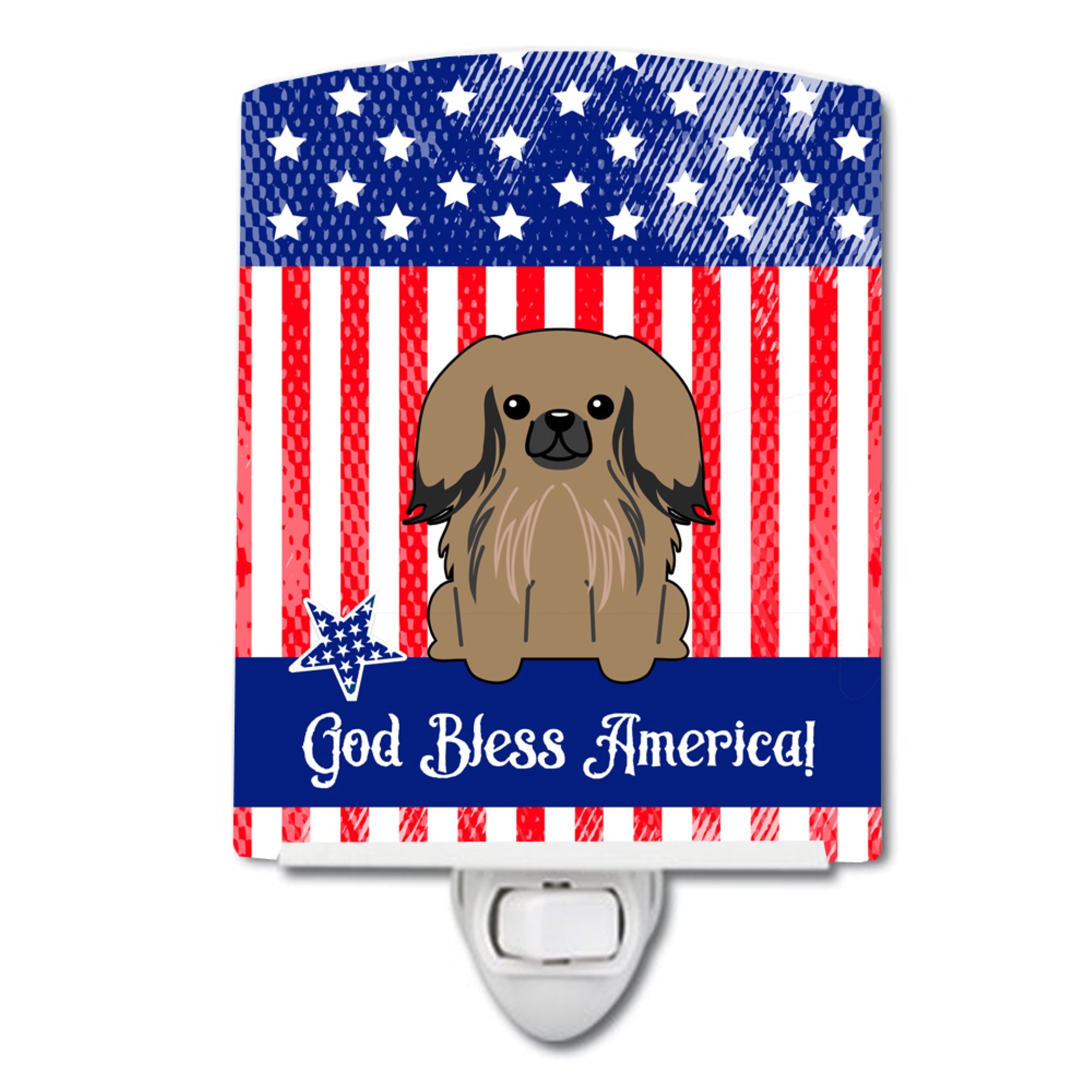  inchCarolines Treasures Patriotic USA Pekingnese Tan Ceramic Night Light, 6x4, Multicolor inch
