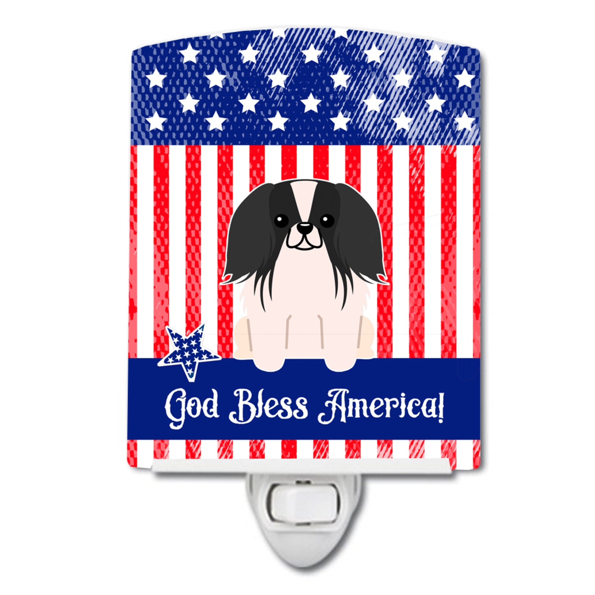 inchCarolines Treasures Patriotic USA Pekingnese Black White Ceramic Night Light, 6x4, Multicolor inch