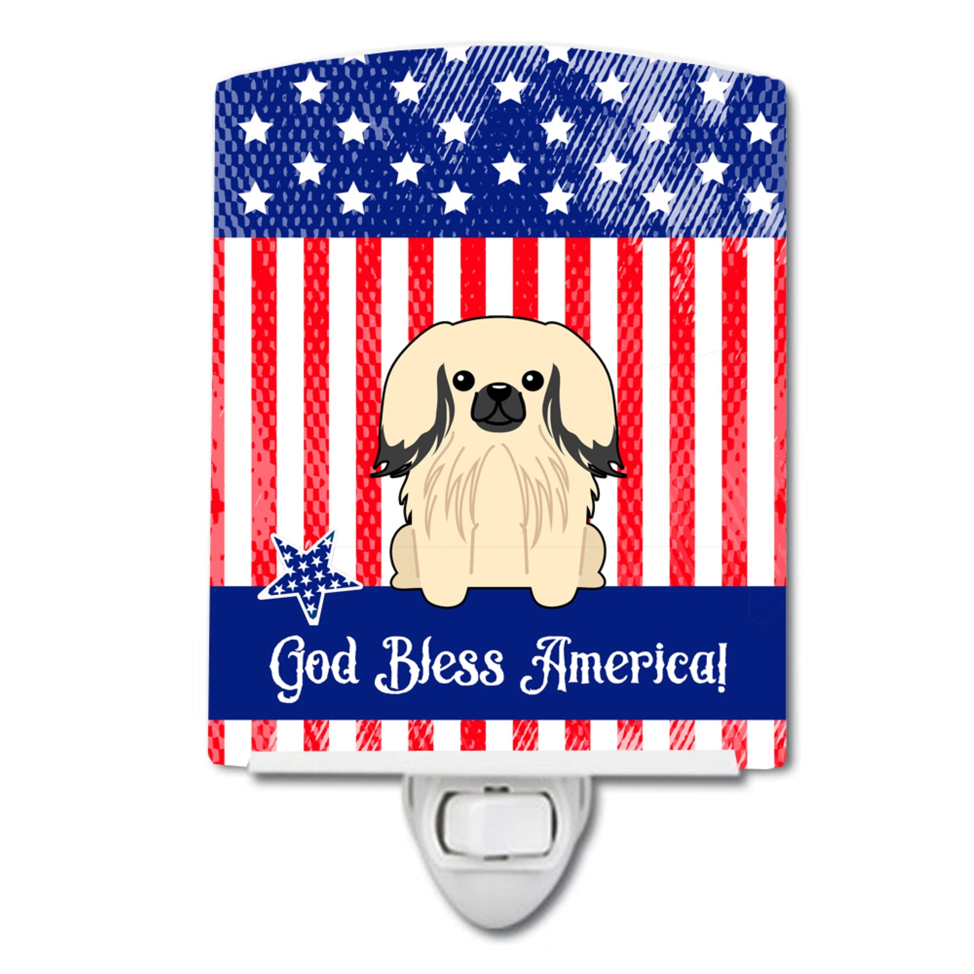  inchCarolines Treasures Patriotic USA Pekingnese Cream Ceramic Night Light, 6x4, Multicolor inch