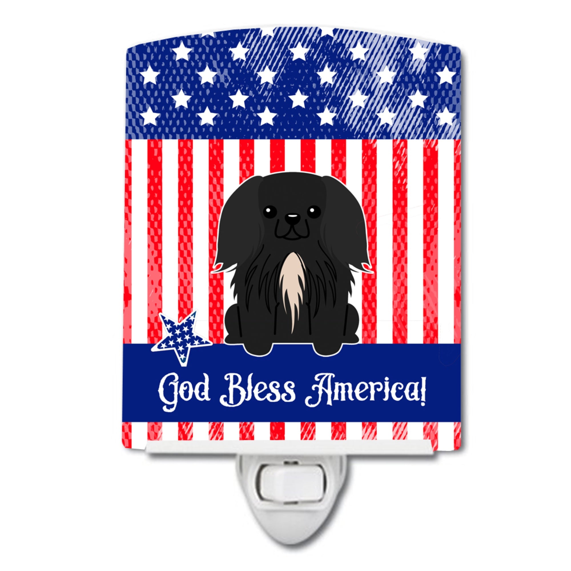  inchCarolines Treasures Patriotic USA Pekingnese Black Ceramic Night Light, 6x4, Multicolor inch