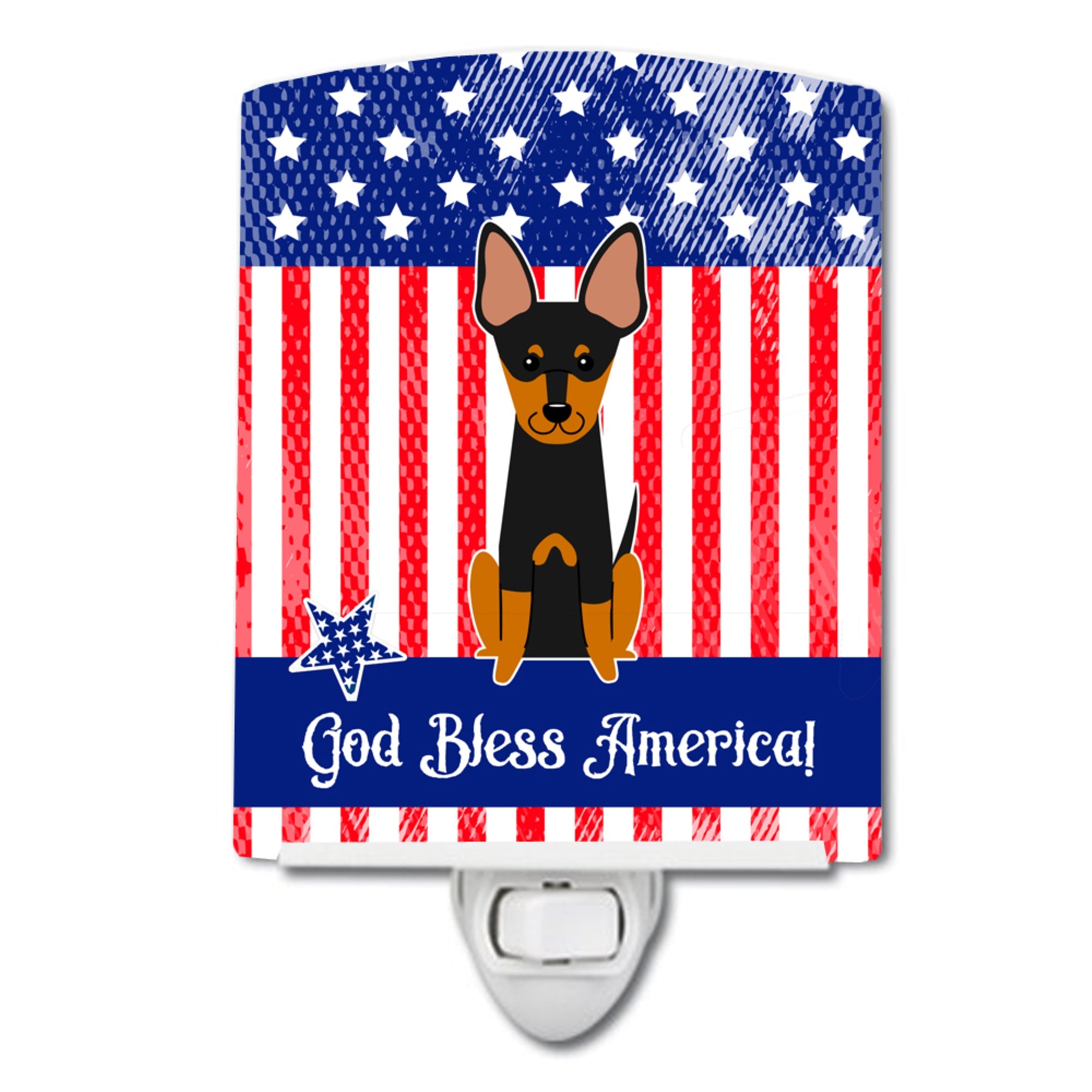  inchCarolines Treasures Patriotic USA English Toy Terrier Ceramic Night Light, 6x4, Multicolor inch