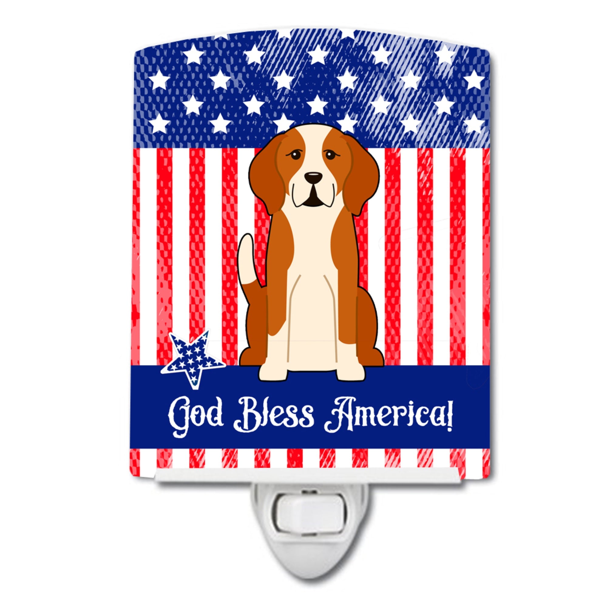  inchCarolines Treasures Patriotic USA English Foxhound Ceramic Night Light, 6x4, Multicolor inch