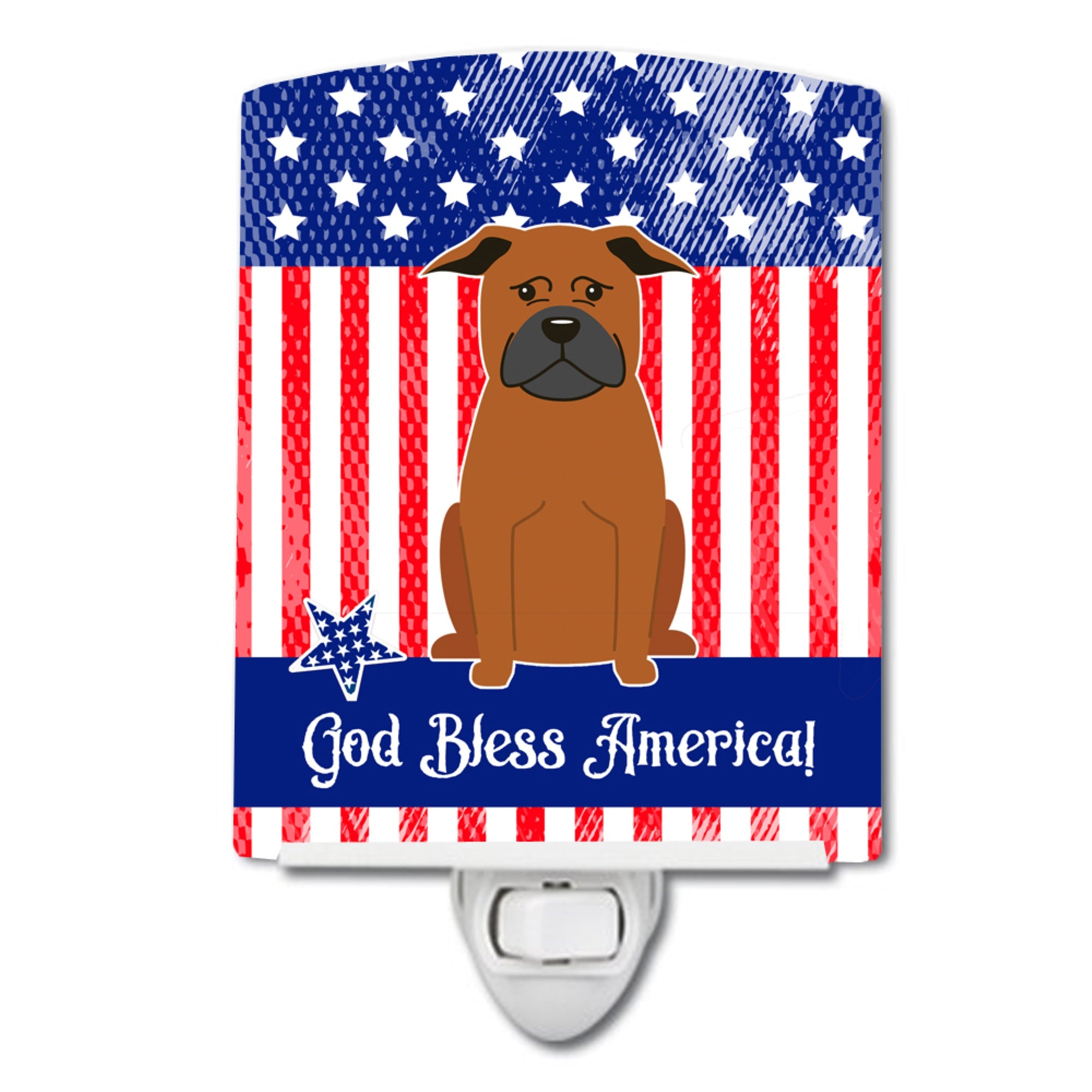 inchCarolines Treasures Patriotic USA Chinese Chongqing Dog Ceramic Night Light, 6x4, Multicolor inch