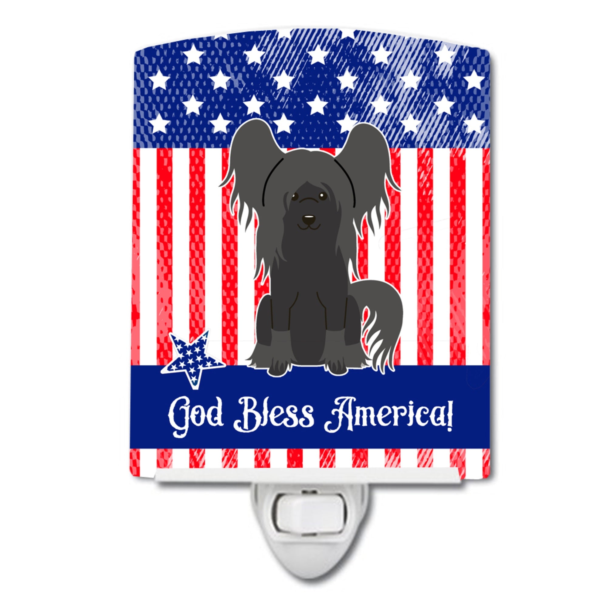  inchCarolines Treasures Patriotic USA Chinese Crested Black Ceramic Night Light, 6x4, Multicolor inch