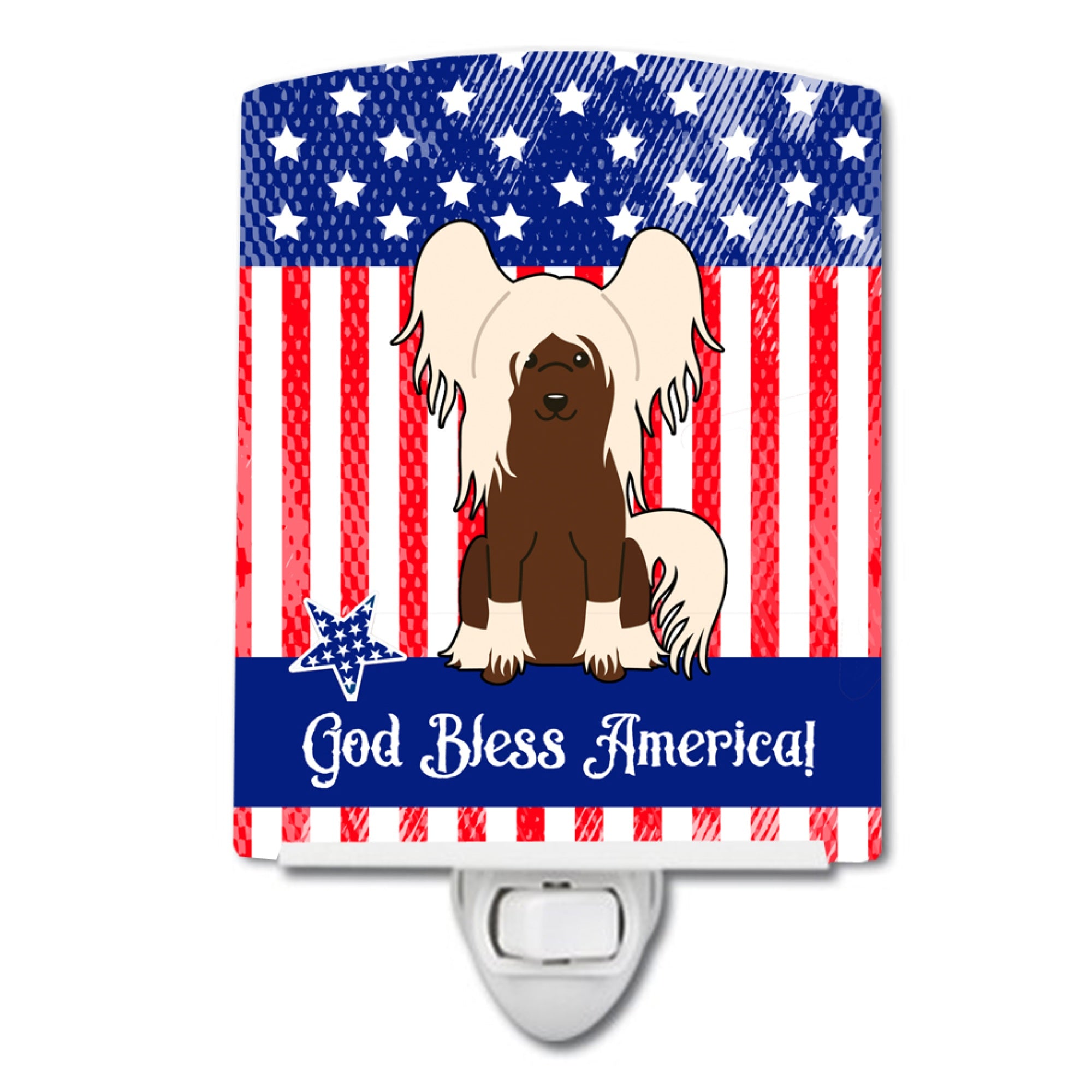  inchCarolines Treasures Patriotic USA Chinese Crested Cream Ceramic Night Light, 6x4, Multicolor inch