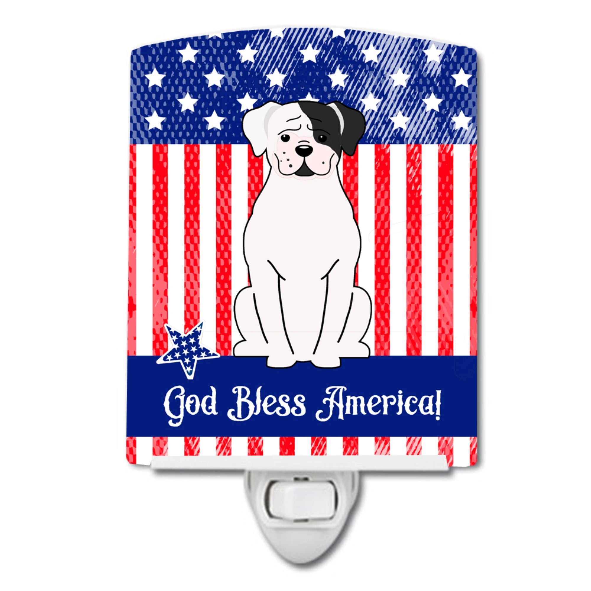  inchCarolines Treasures Patriotic USA White Boxer Cooper Ceramic Night Light, 6x4, Multicolor inch
