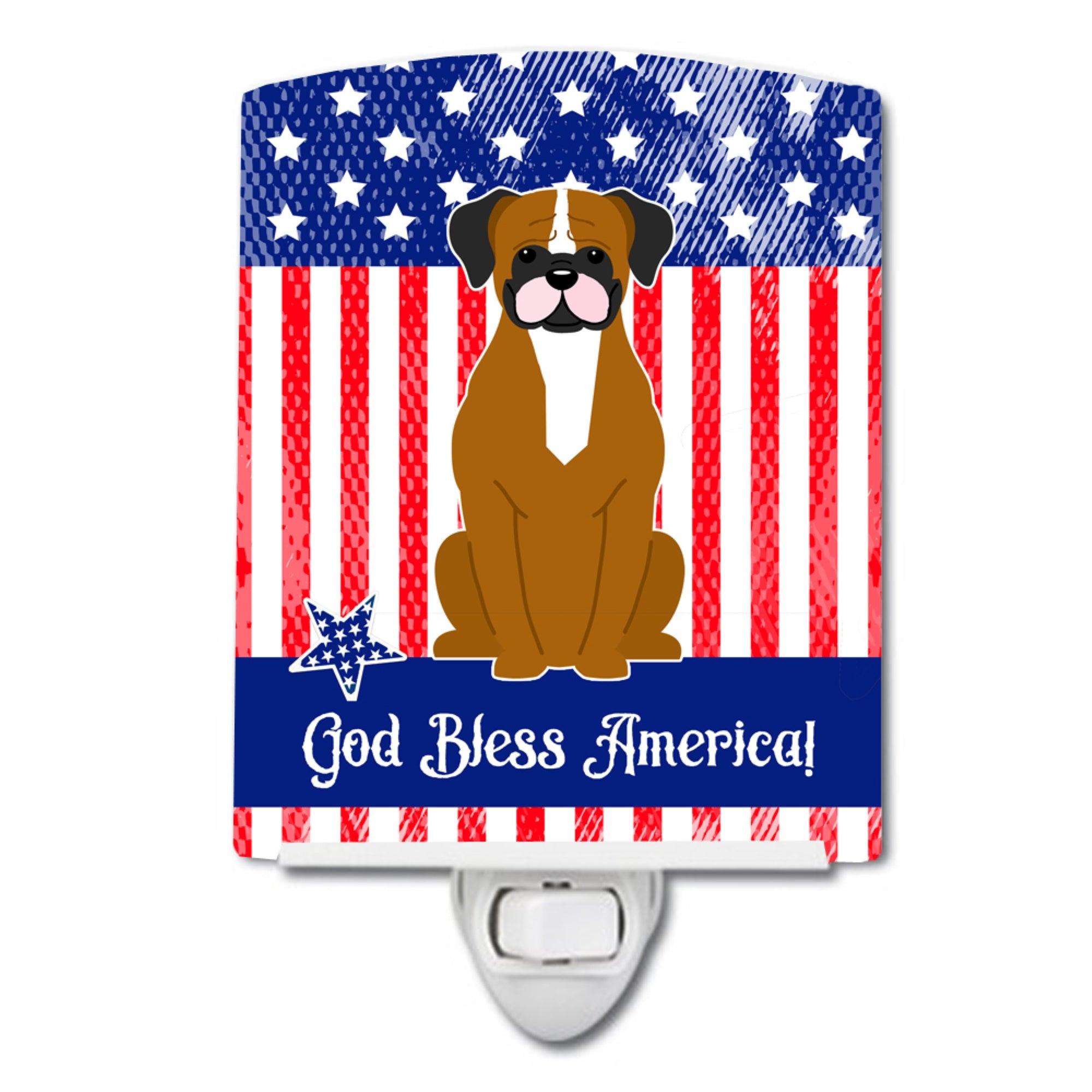  inchCarolines Treasures Patriotic USA Flashy Fawn Boxer Ceramic Night Light, 6x4, Multicolor inch