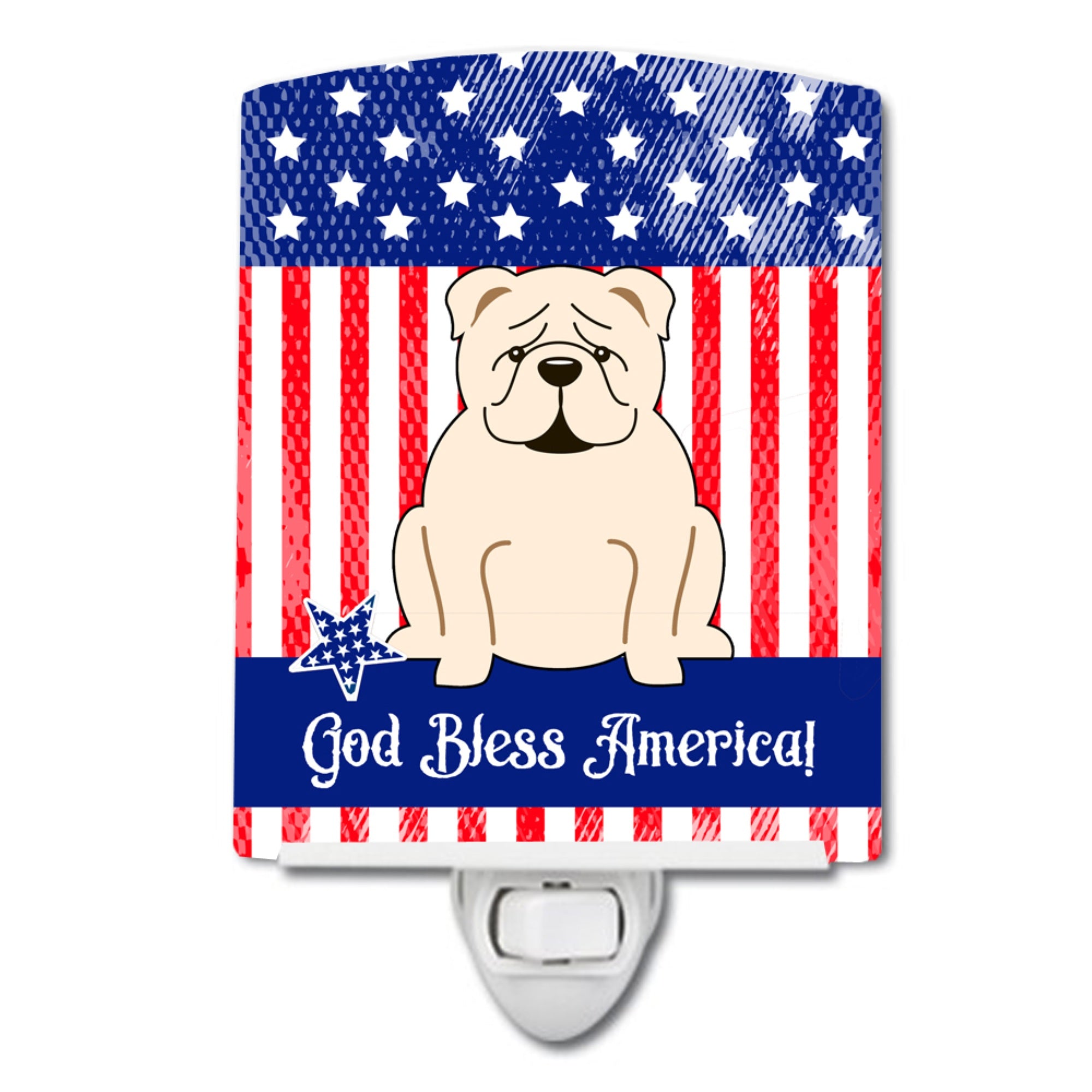  inchCarolines Treasures Patriotic USA English Bulldog White Ceramic Night Light, 6x4, Multicolor inch