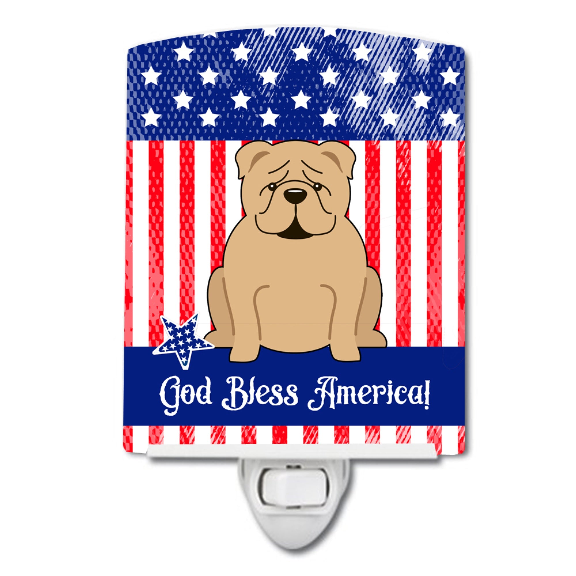  inchCarolines Treasures Patriotic USA English Bulldog Fawn Ceramic Night Light, 6x4, Multicolor inch