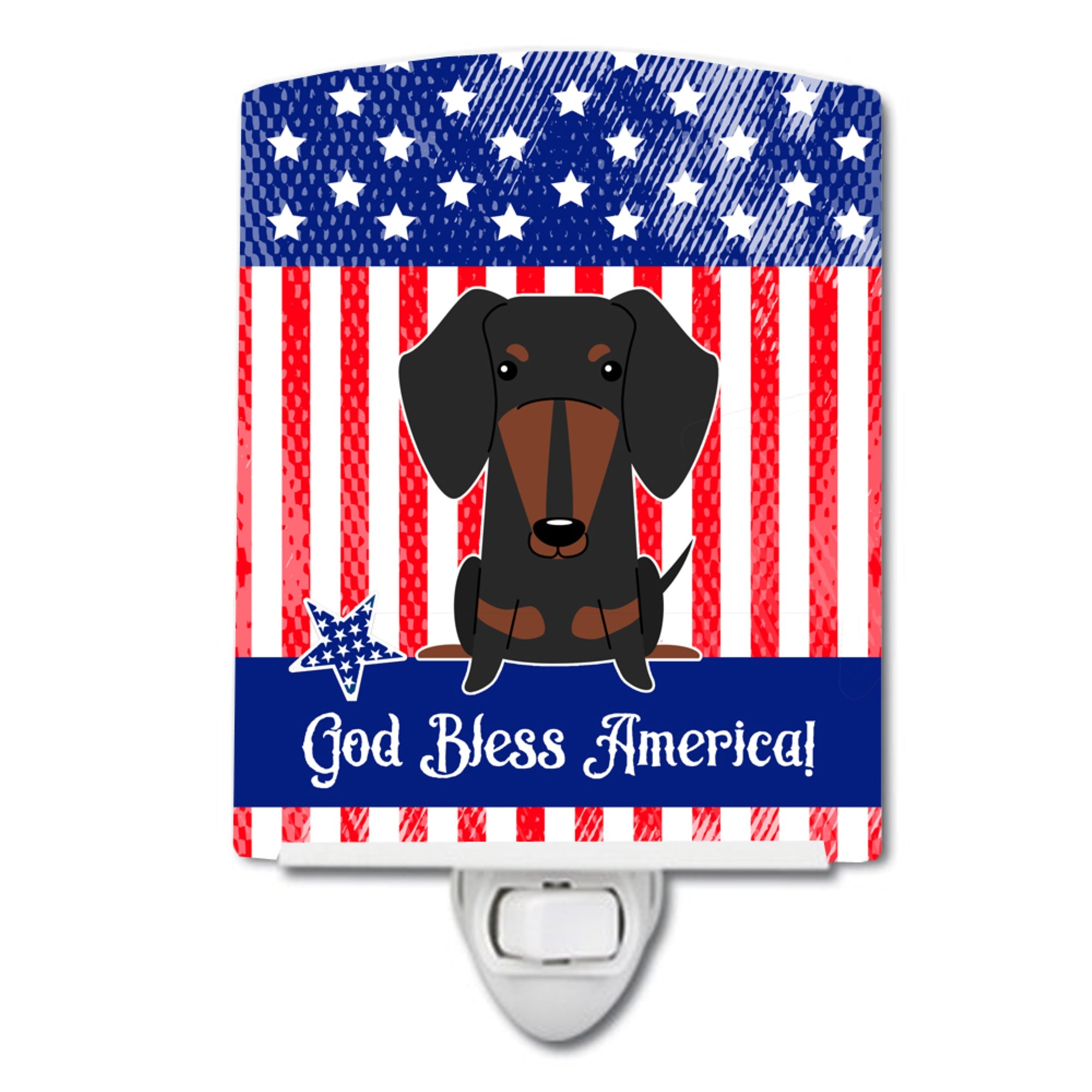  inchCarolines Treasures Patriotic USA Dachshund Black Tan Ceramic Night Light, 6x4, Multicolor inch