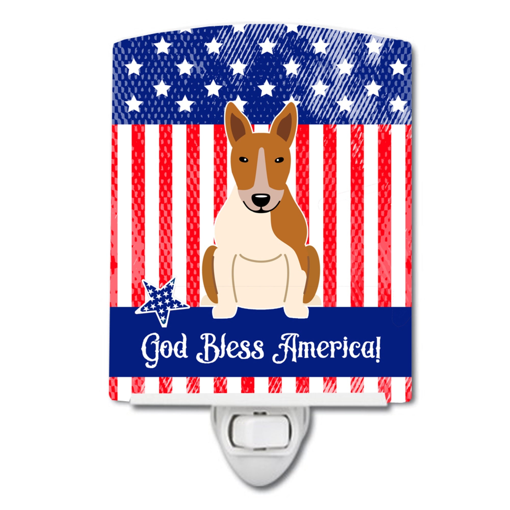  inchCarolines Treasures Patriotic USA Bull Terrier Red White Ceramic Night Light, 6x4, Multicolor inch