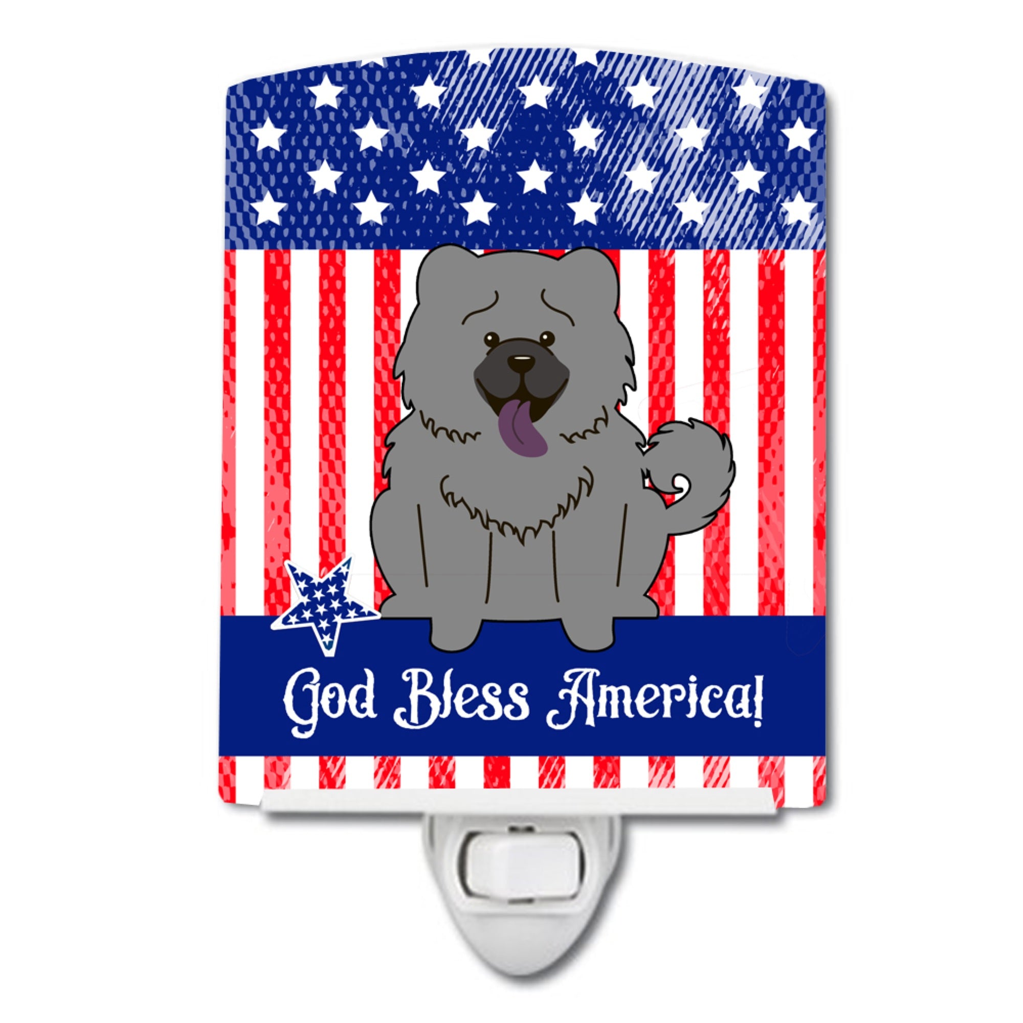  inchCarolines Treasures Patriotic USA Chow Blue Ceramic Night Light, 6x4, Multicolor inch