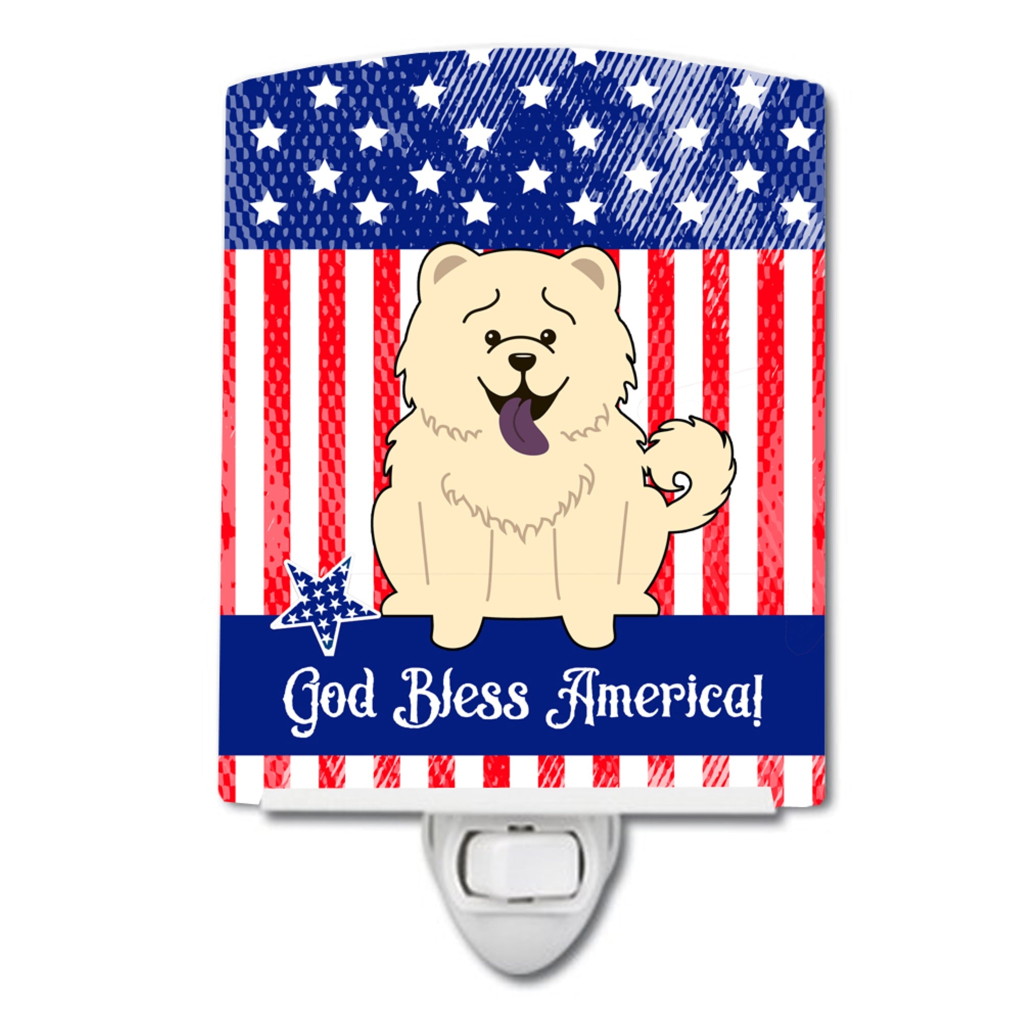  inchCarolines Treasures Patriotic USA Chow White Ceramic Night Light, 6x4, Multicolor inch