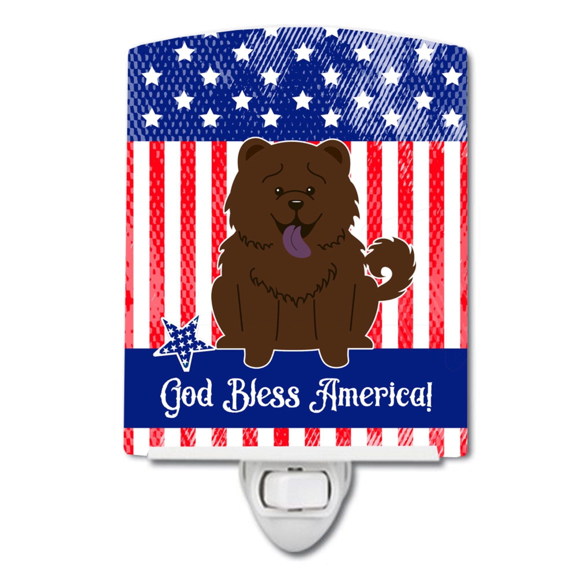  inchCarolines Treasures Patriotic USA Chow Chocolate Ceramic Night Light, 6x4, Multicolor inch