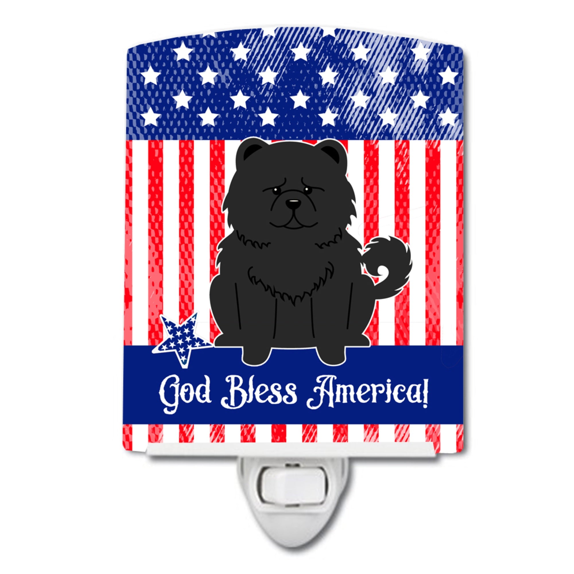  inchCarolines Treasures Patriotic USA Chow Black Ceramic Night Light, 6x4, Multicolor inch