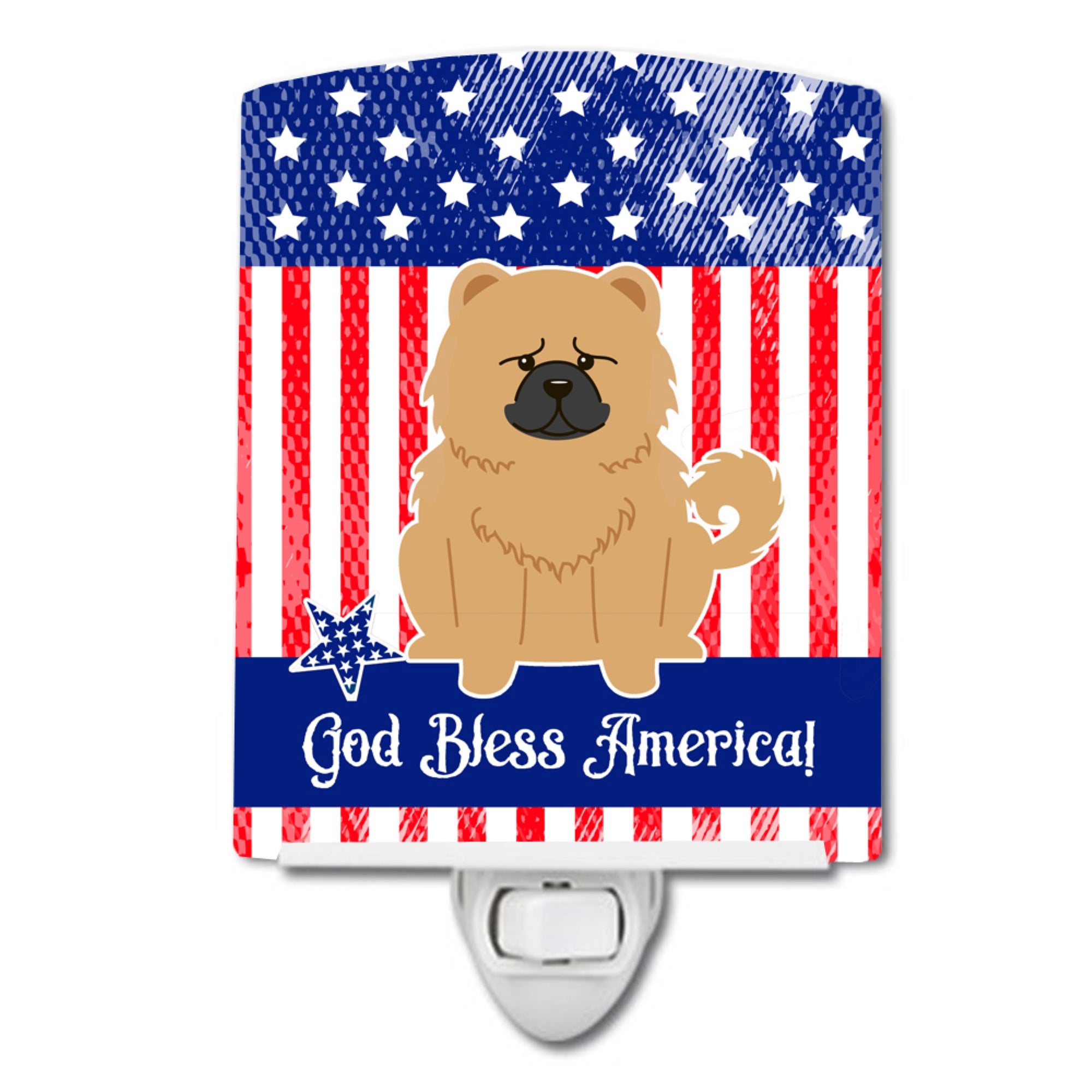  inchCarolines Treasures Patriotic USA Chow Cream Ceramic Night Light, 6x4, Multicolor inch