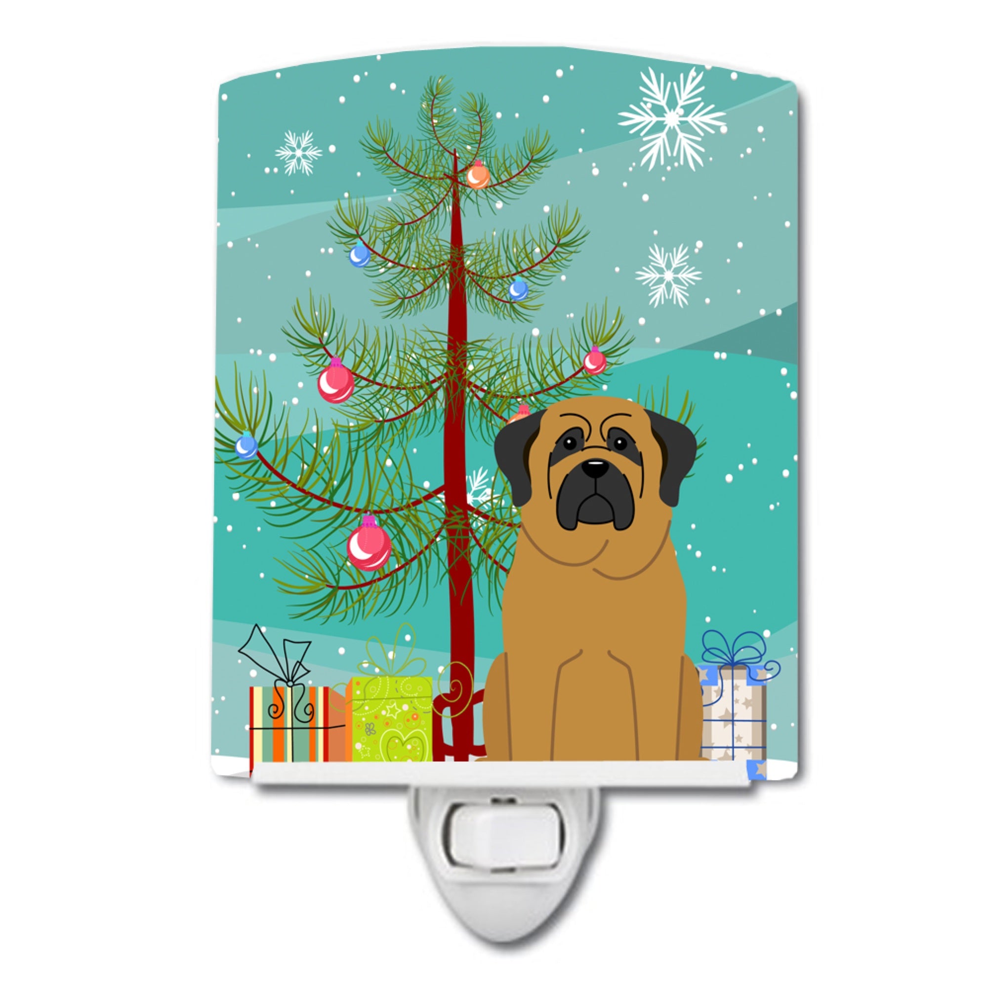  inchCarolines Treasures Merry Christmas Tree Mastiff Ceramic Night Light, 6x4, Multicolor inch