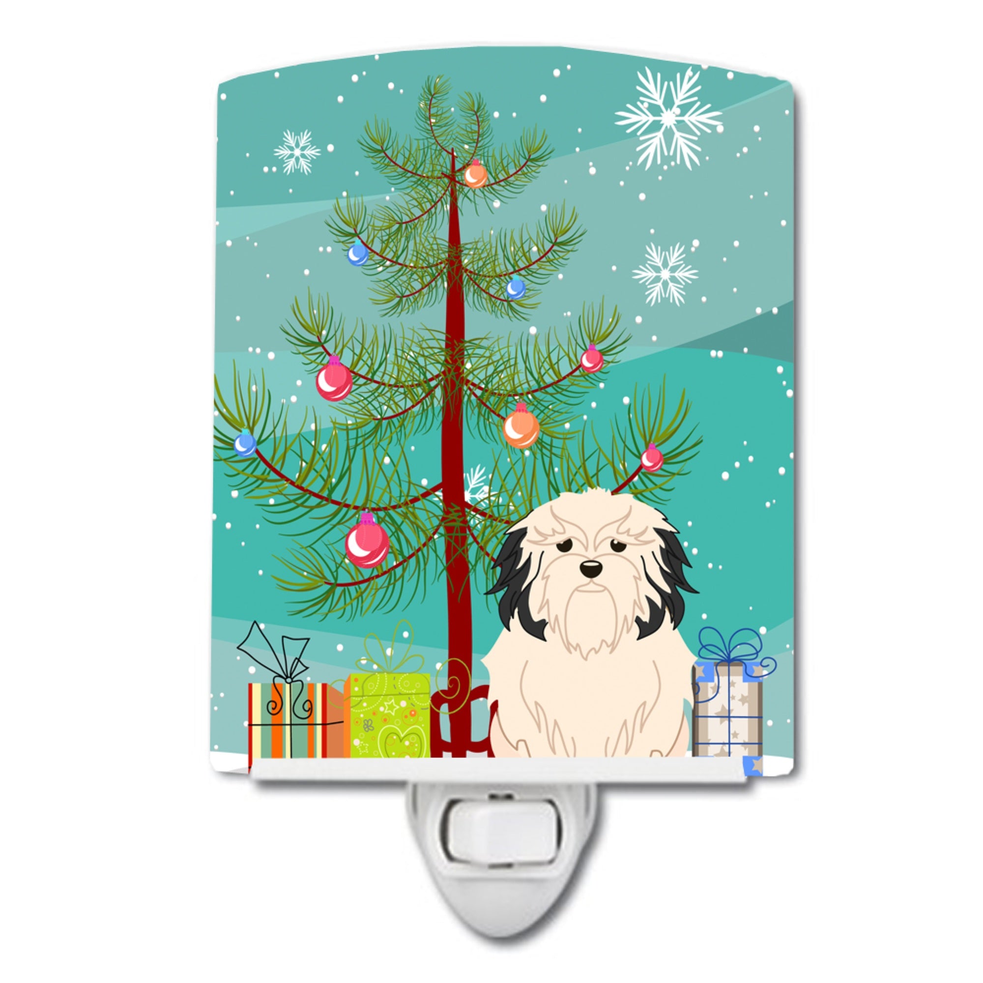  inchCarolines Treasures Merry Christmas Tree Lowchen Ceramic Night Light, 6x4, Multicolor inch