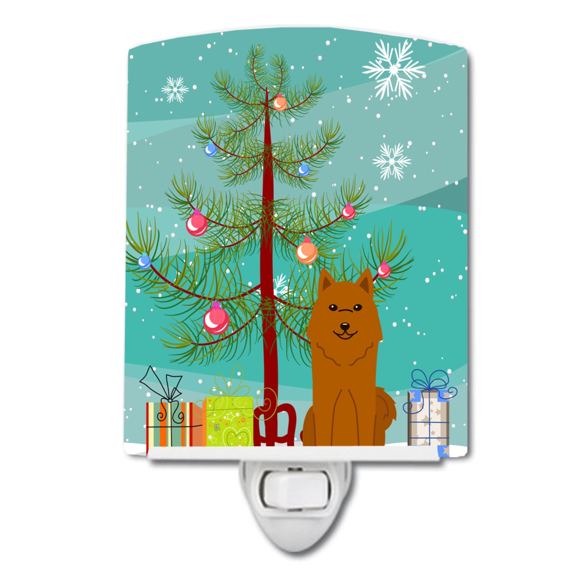  inchCarolines Treasures Merry Christmas Tree Karelian Bear Dog Ceramic Night Light, 6x4, Multicolor inch