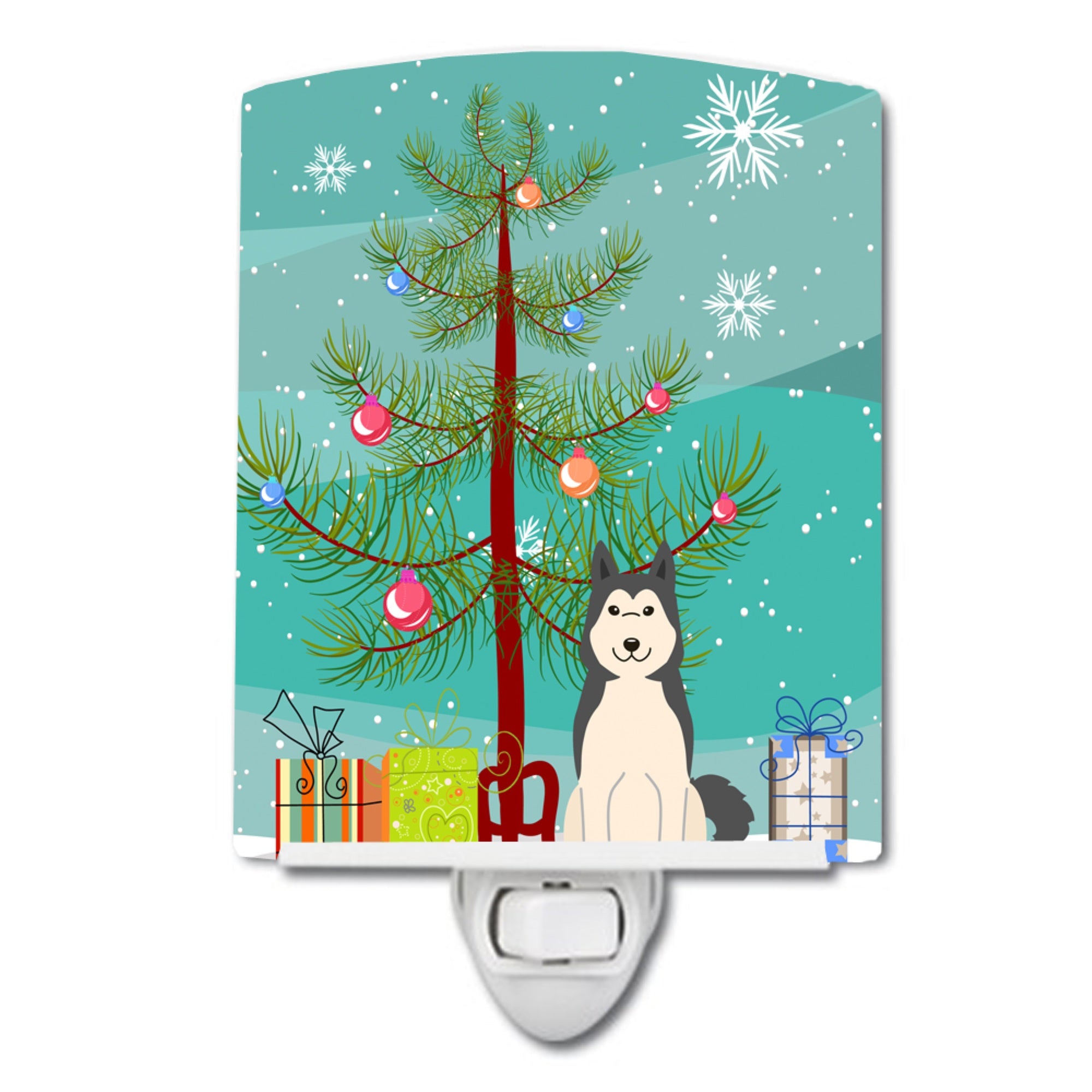  inchCarolines Treasures Merry Christmas Tree West Siberian Laika Spitz Ceramic Night Light, 6x4, Multicolor inch