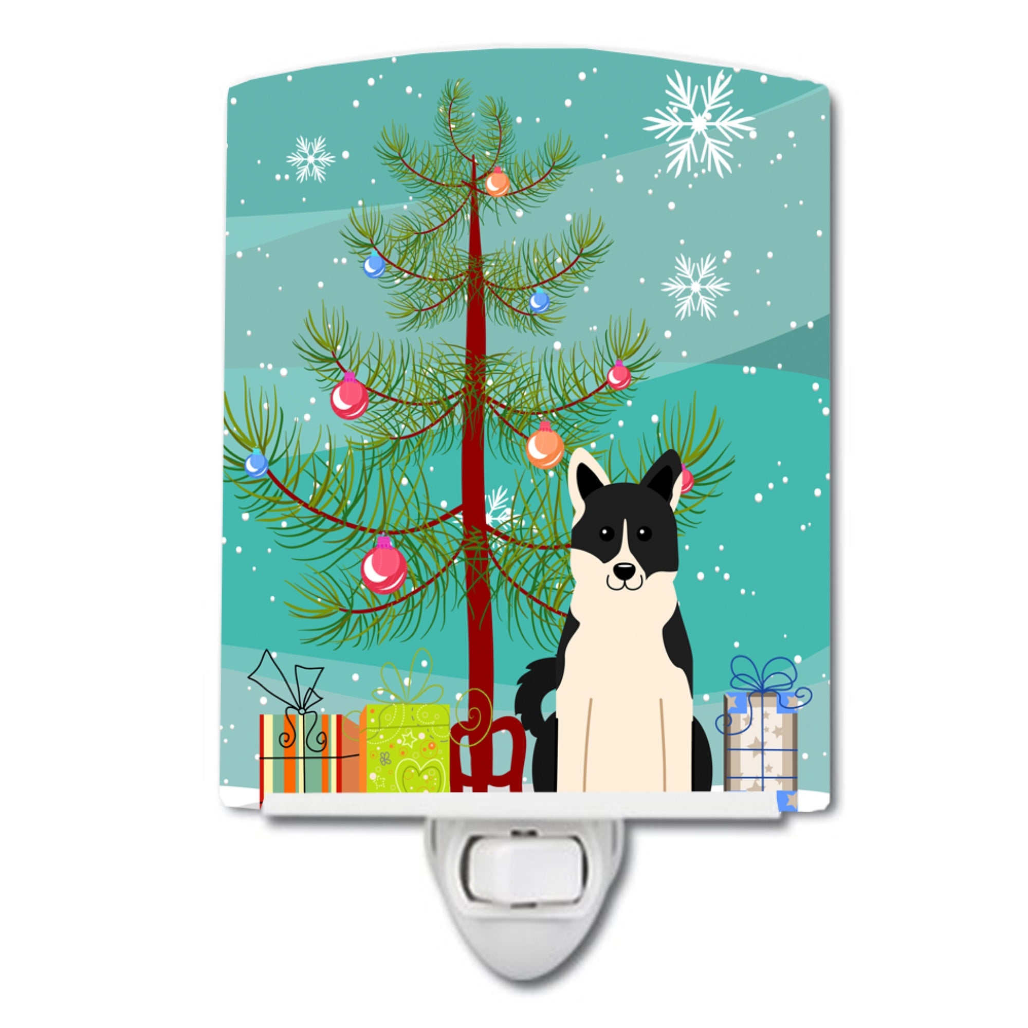  inchCarolines Treasures Merry Christmas Tree RussoEuropean Laika Spitz Ceramic Night Light, 6x4, Multicolor inch