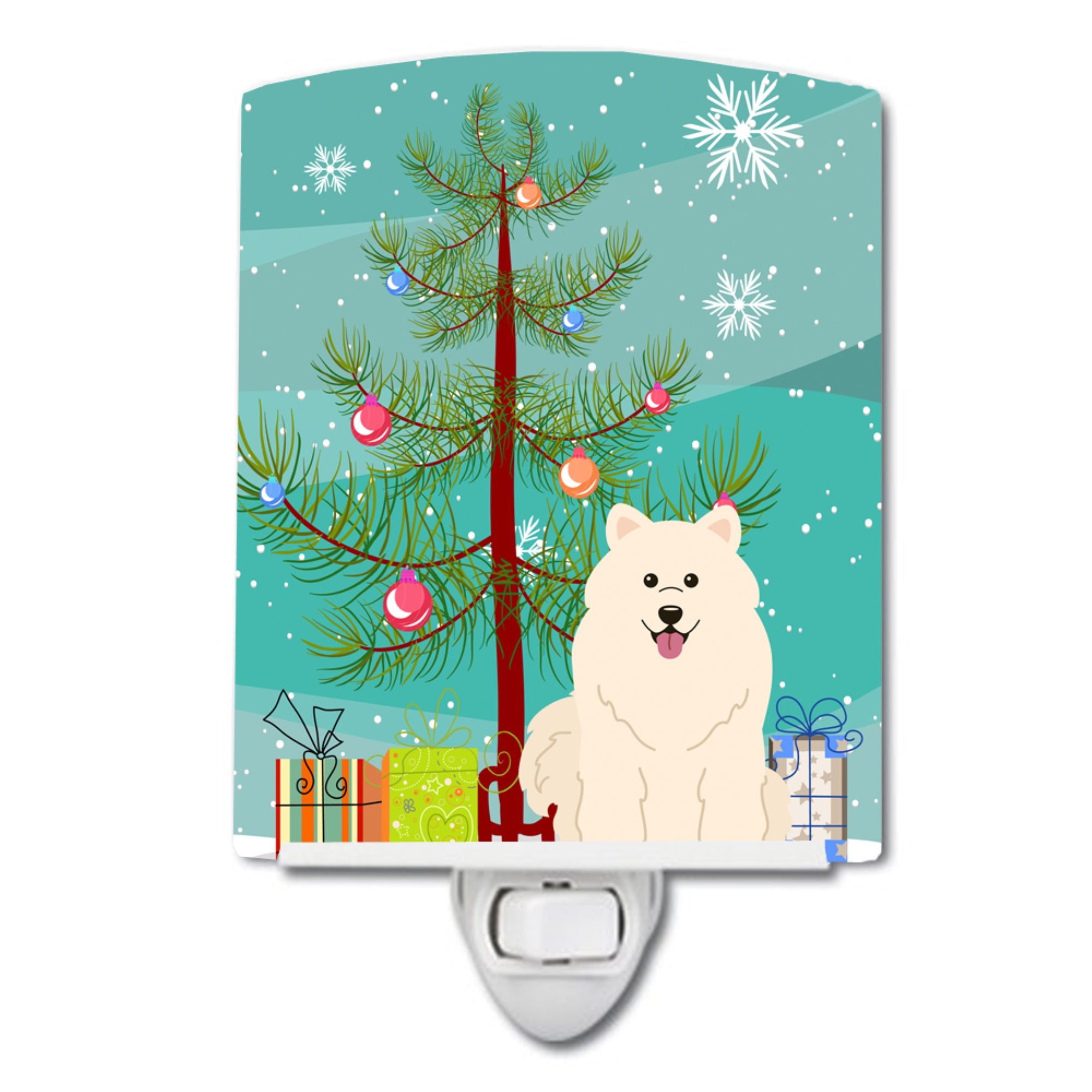  inchCarolines Treasures Merry Christmas Tree Samoyed Ceramic Night Light, 6x4, Multicolor inch