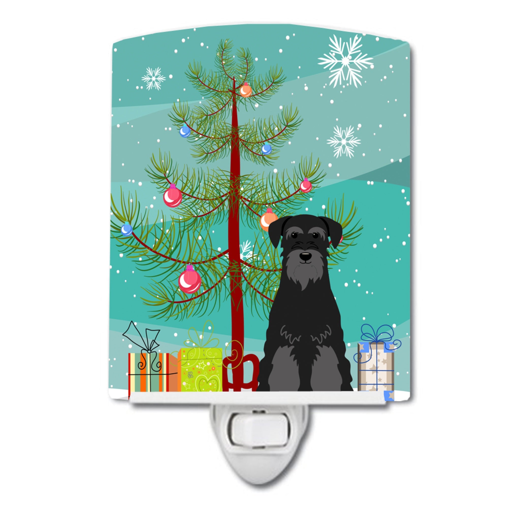  inchCarolines Treasures Merry Christmas Tree Standard Schnauzer Black Ceramic Night Light, 6x4, Multicolor inch