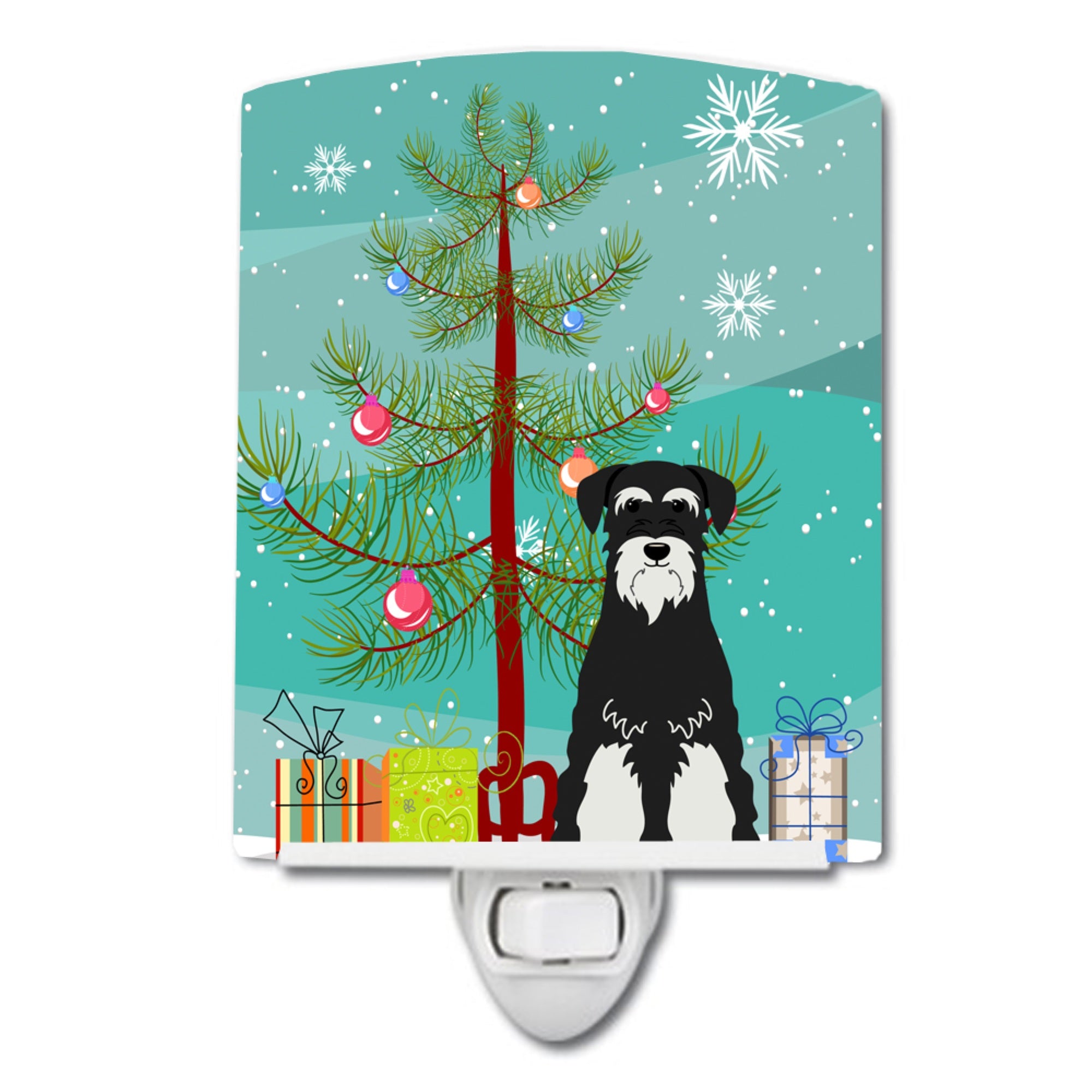  inchCarolines Treasures Merry Christmas Tree Standard Schnauzer Salt and Pepper Ceramic Night Light, 6x4, Multicolor inch