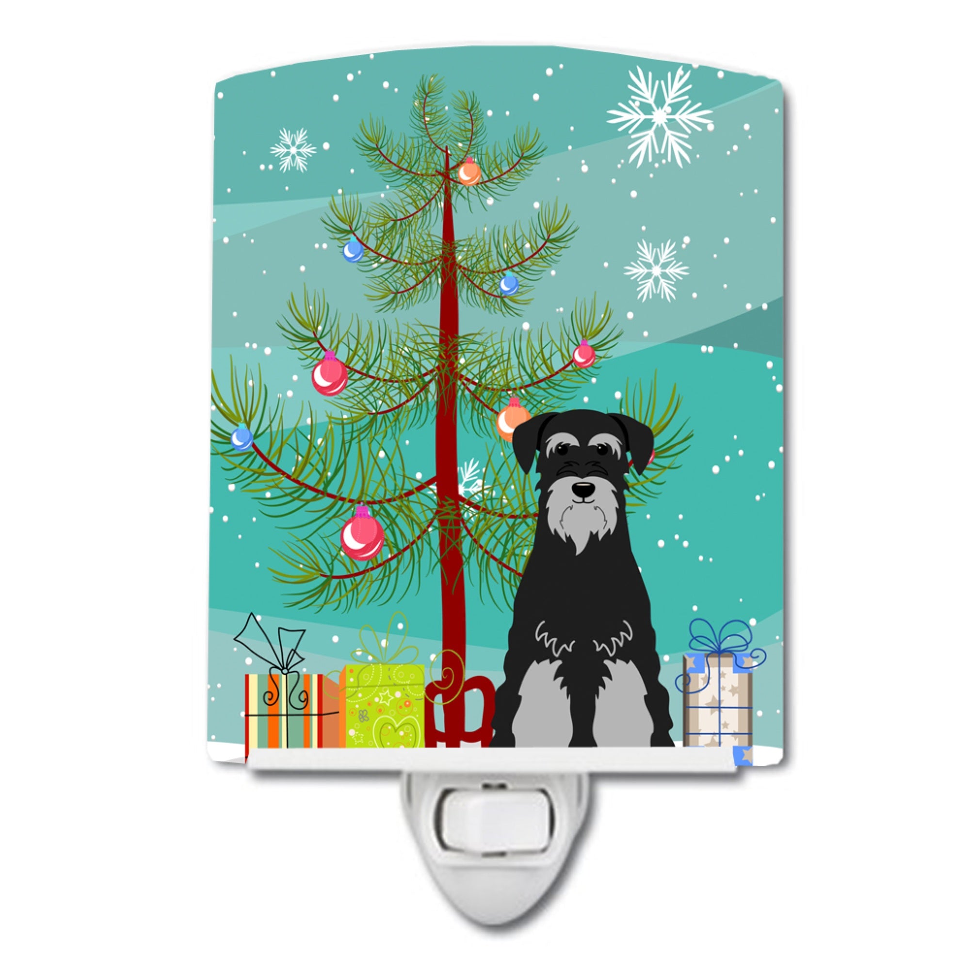  inchCarolines Treasures Merry Christmas Tree Standard Schnauzer Black Grey Ceramic Night Light, 6x4, Multicolor inch