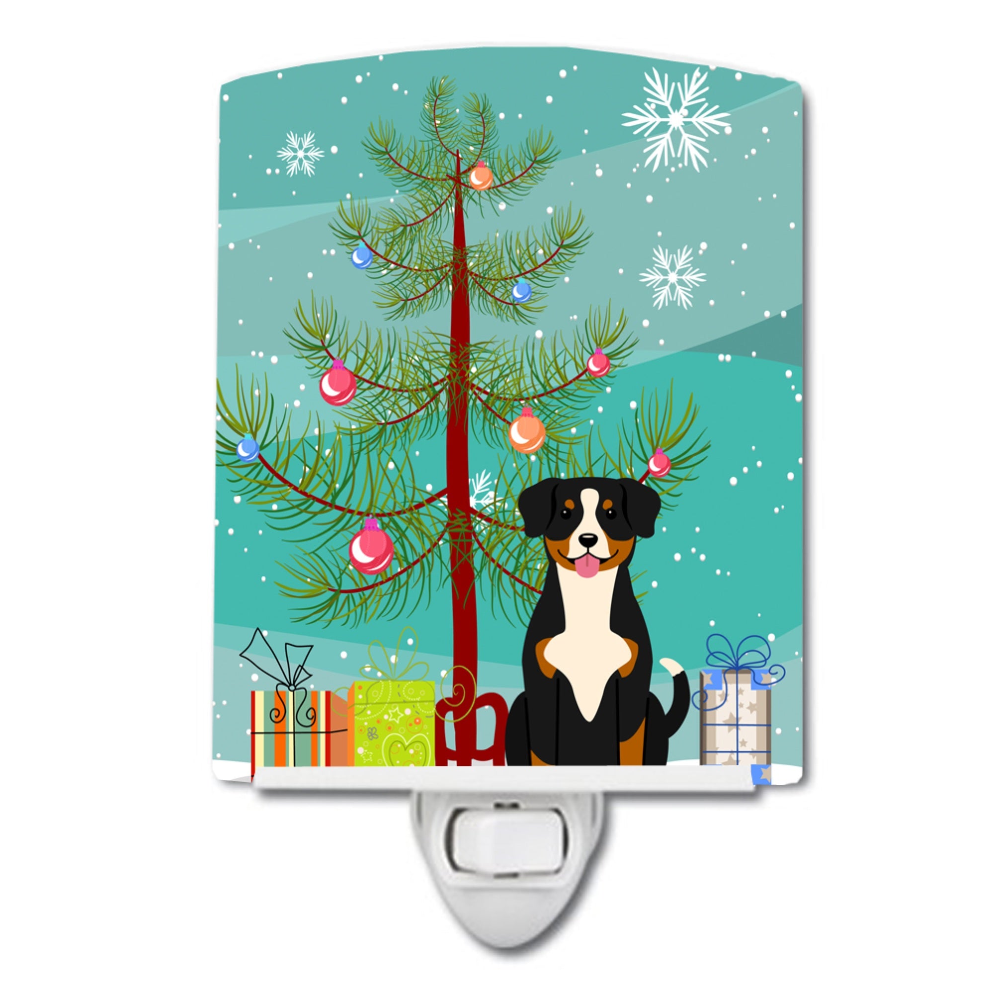  inchCarolines Treasures Merry Christmas Tree Entlebucher Ceramic Night Light, 6x4, Multicolor inch