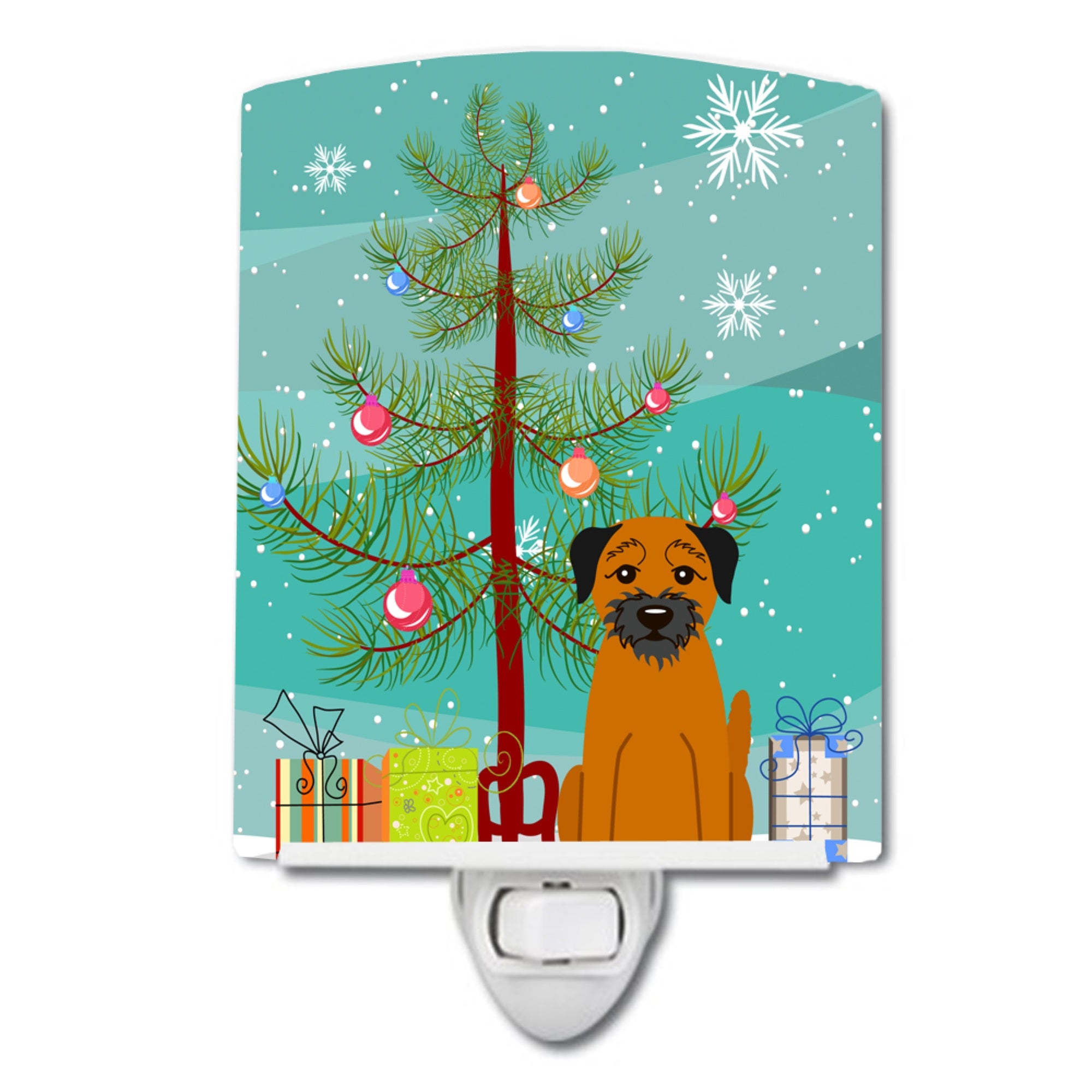  inchCarolines Treasures Merry Christmas Tree Border Terrier Ceramic Night Light, 6x4, Multicolor inch
