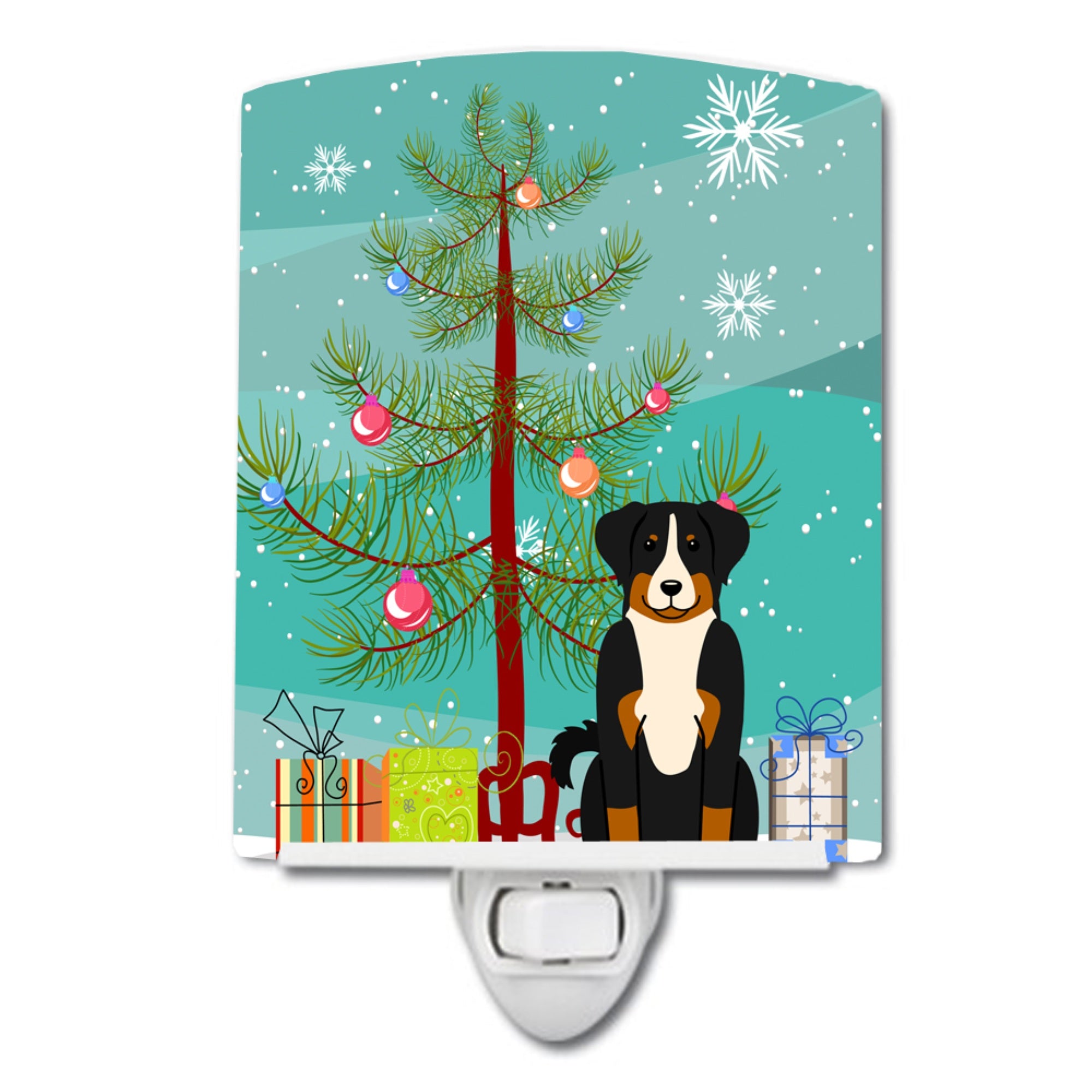  inchCarolines Treasures Merry Christmas Tree Appenzeller Sennenhund Ceramic Night Light, 6x4, Multicolor inch