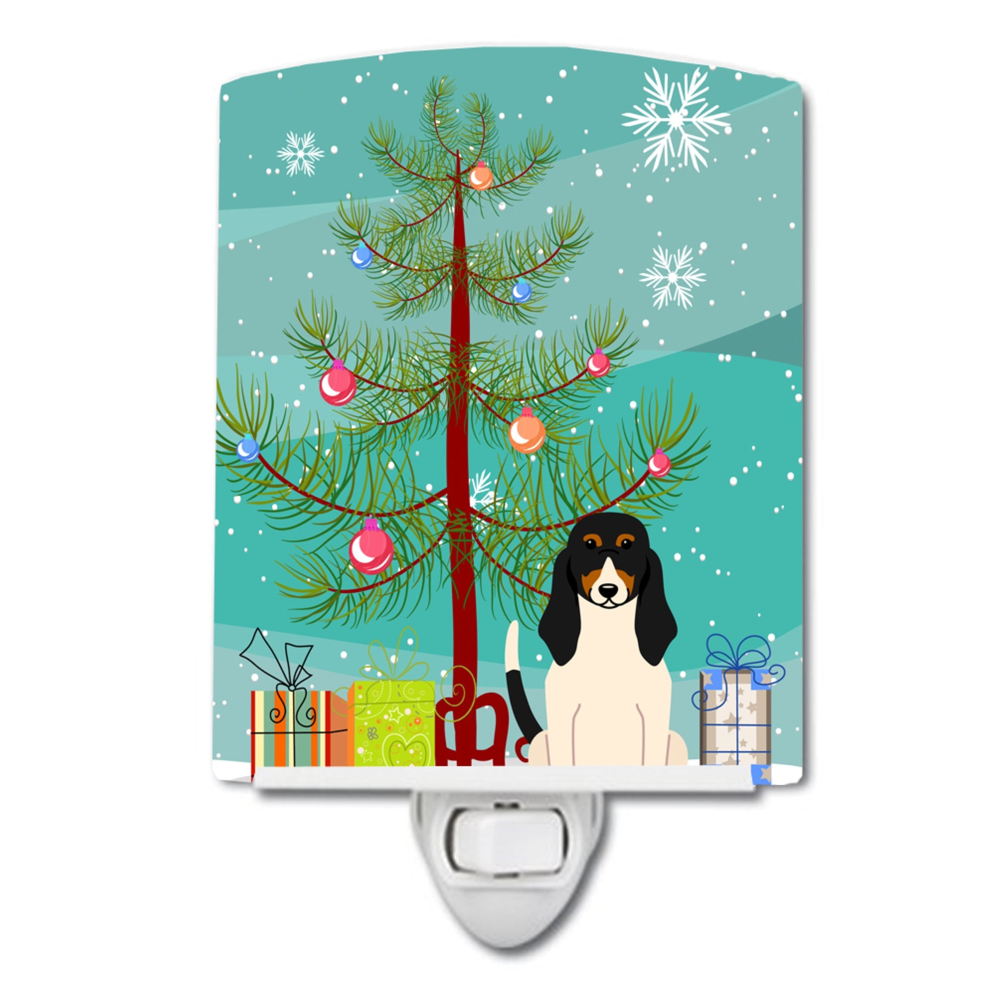  inchCarolines Treasures Merry Christmas Tree Swiss Hound Ceramic Night Light, 6x4, Multicolor inch