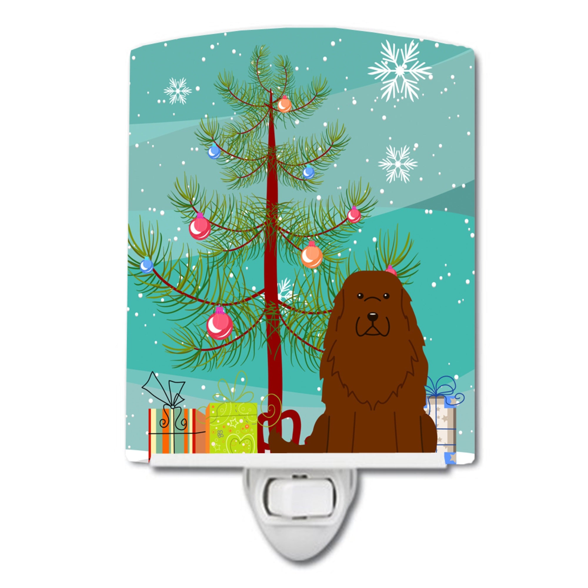  inchCarolines Treasures Merry Christmas Tree Caucasian Shepherd Dog Ceramic Night Light, 6x4, Multicolor inch
