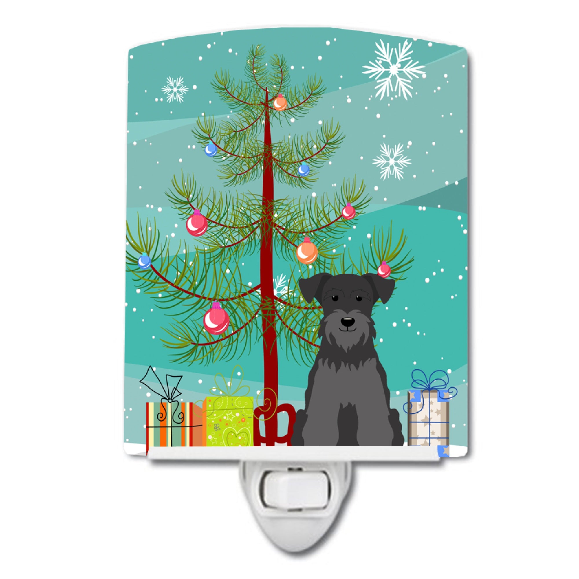  inchCarolines Treasures Merry Christmas Tree Miniature Schanuzer Black Ceramic Night Light, 6x4, Multicolor inch