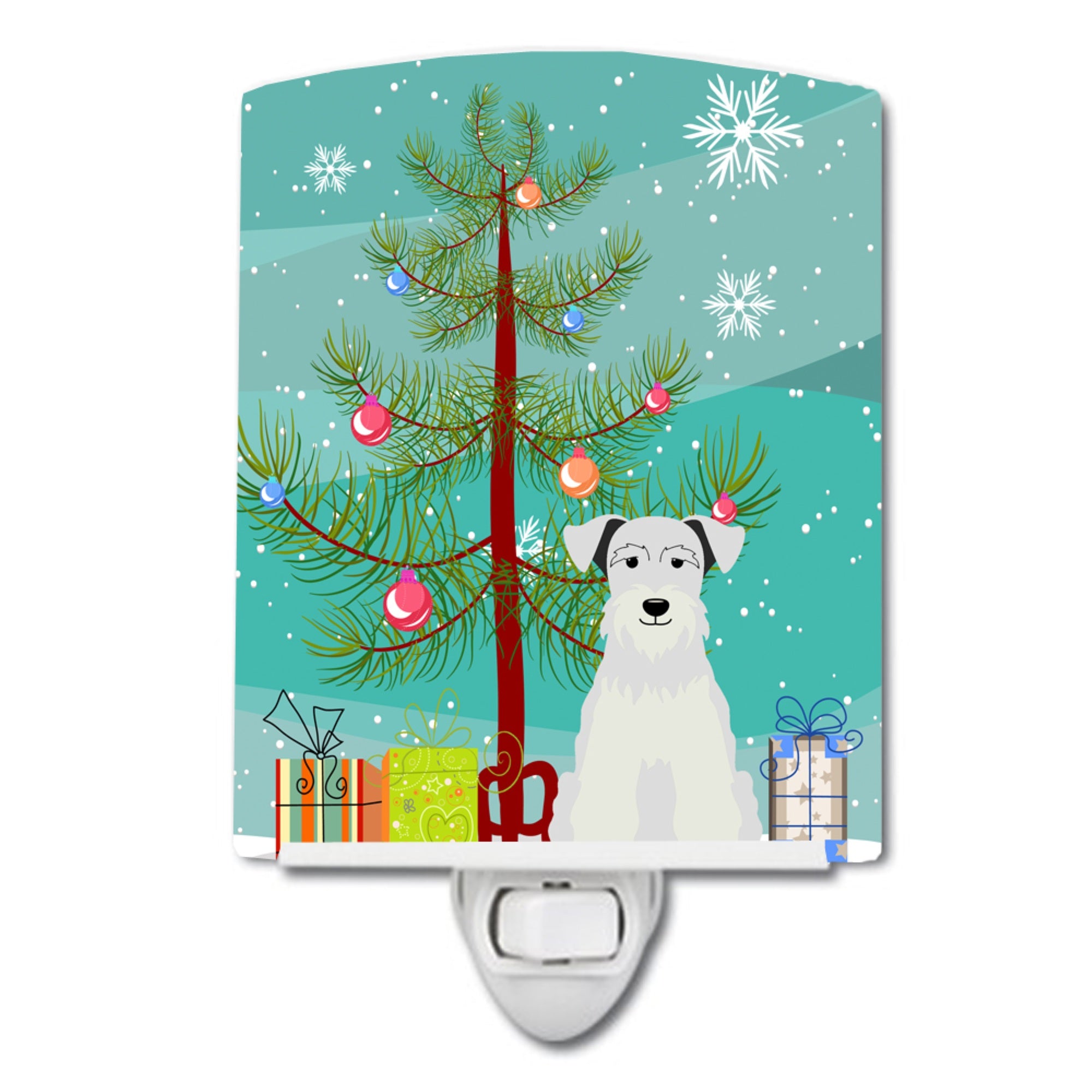  inchCarolines Treasures Merry Christmas Tree Miniature Schanuzer White Ceramic Night Light, 6x4, Multicolor inch