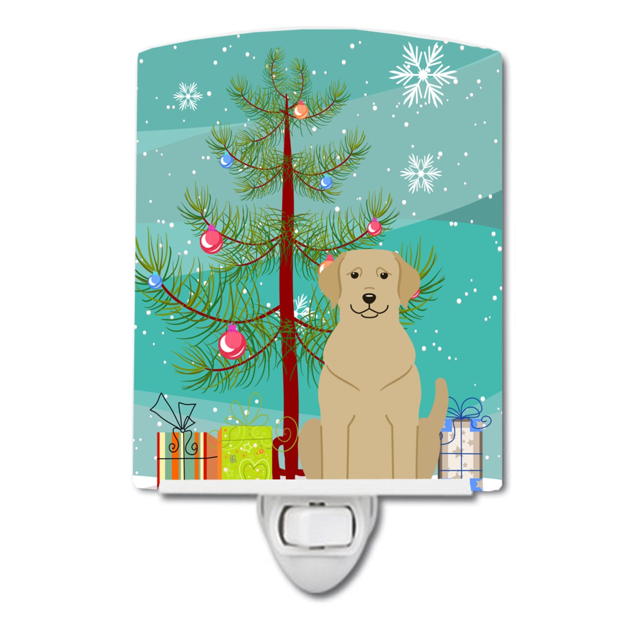  inchCarolines Treasures Merry Christmas Tree Yellow Labrador Ceramic Night Light, 6x4, Multicolor inch