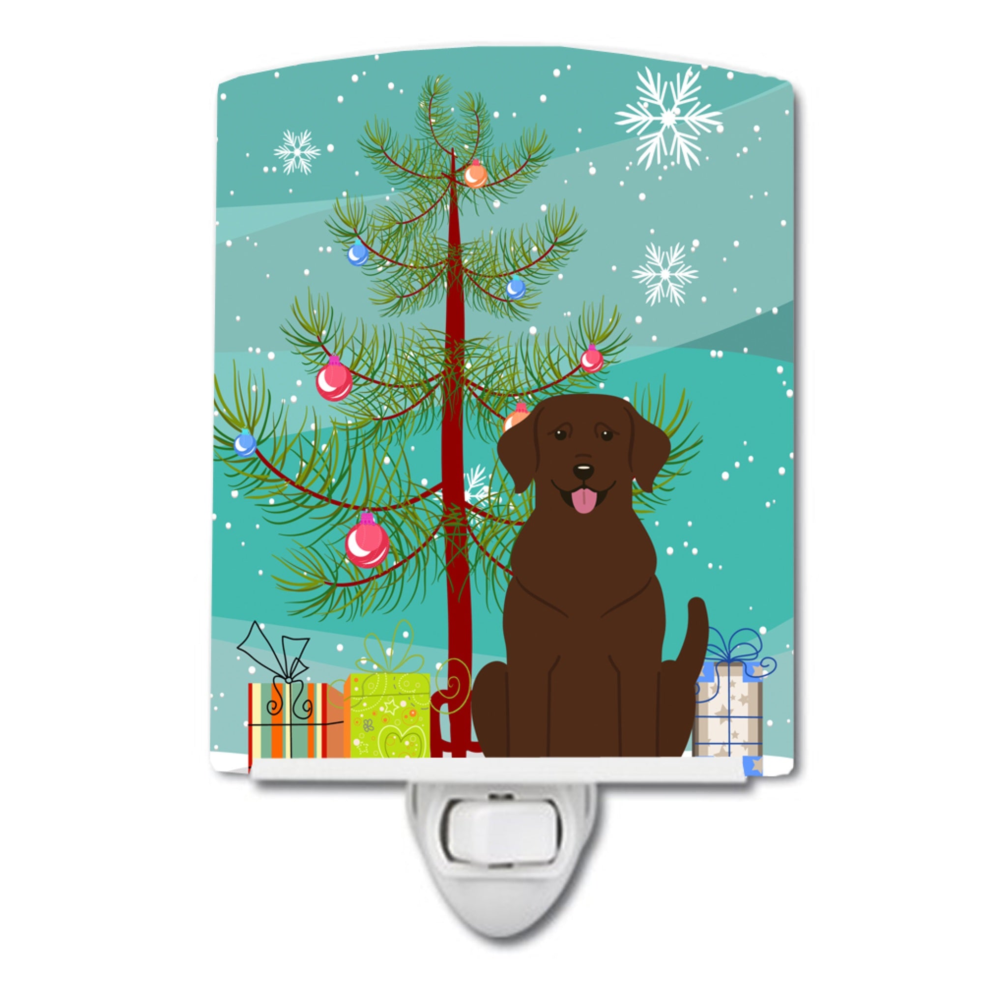  inchCarolines Treasures Merry Christmas Tree Chocolate Labrador Ceramic Night Light, 6x4, Multicolor inch