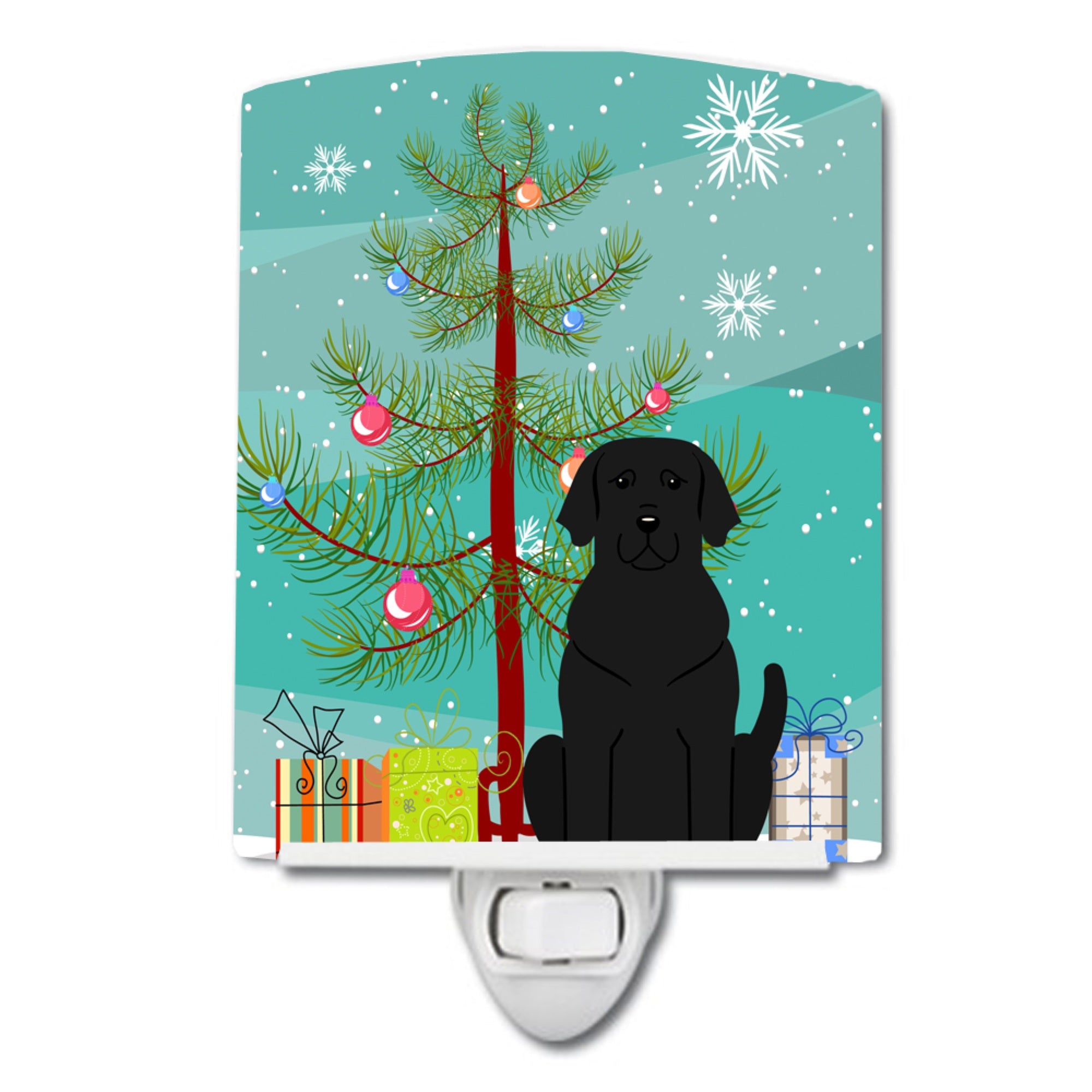  inchCarolines Treasures Merry Christmas Tree Black Labrador Ceramic Night Light, 6x4, Multicolor inch