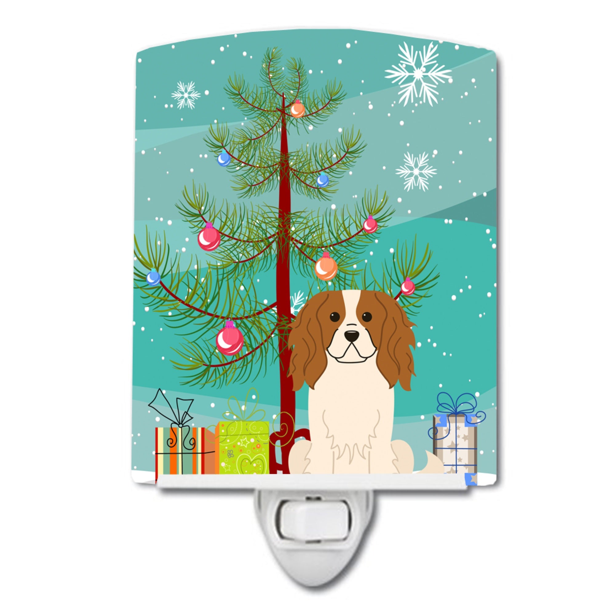  inchCarolines Treasures Merry Christmas Tree Cavalier Spaniel Ceramic Night Light, 6x4, Multicolor inch