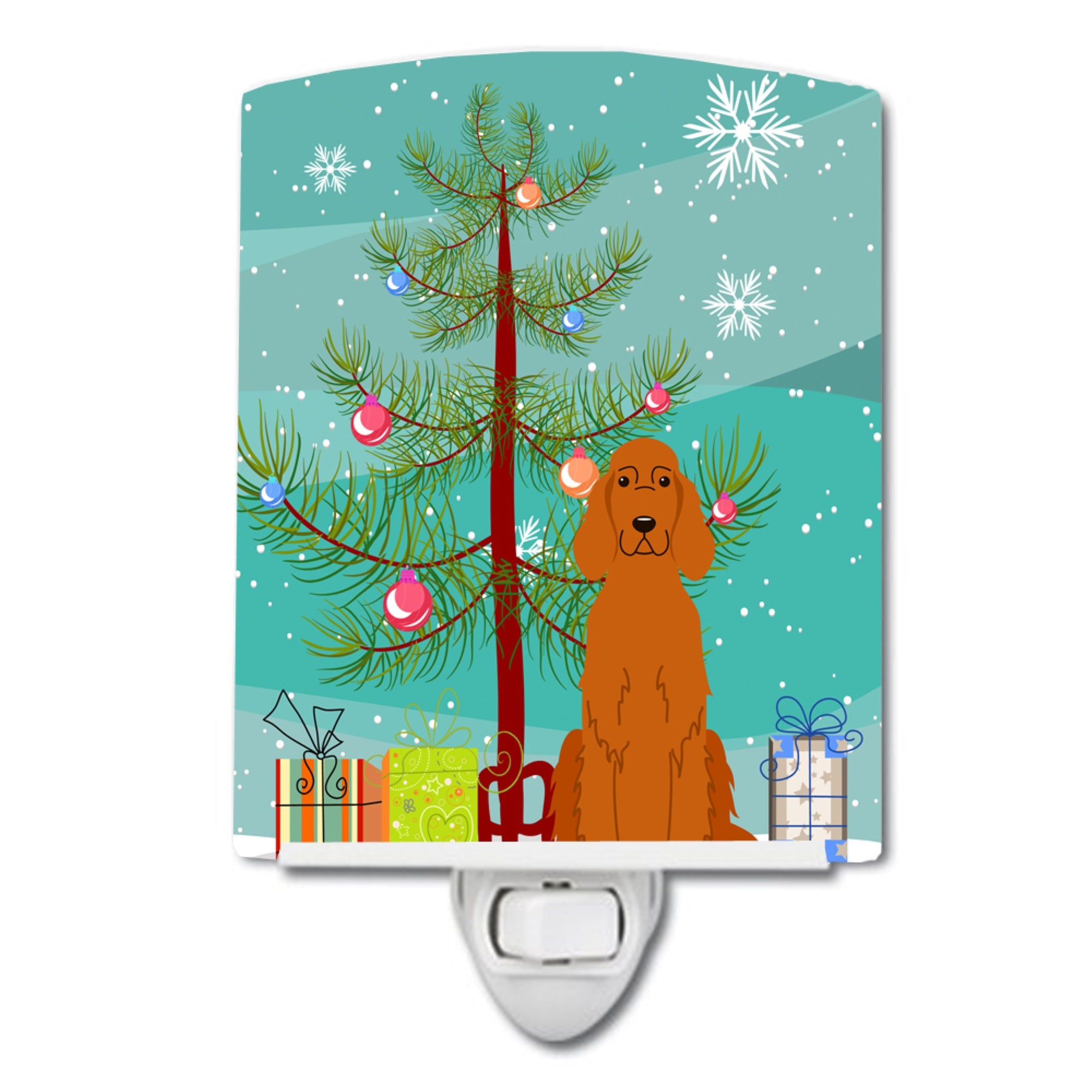  inchCarolines Treasures Merry Christmas Tree Irish Setter Ceramic Night Light, 6x4, Multicolor inch