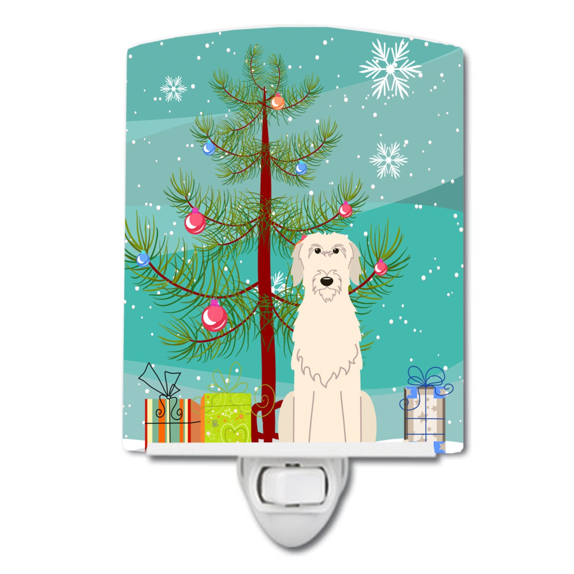 inchCarolines Treasures Merry Christmas Tree Irish Wolfhound Ceramic Night Light, 6x4, Multicolor inch