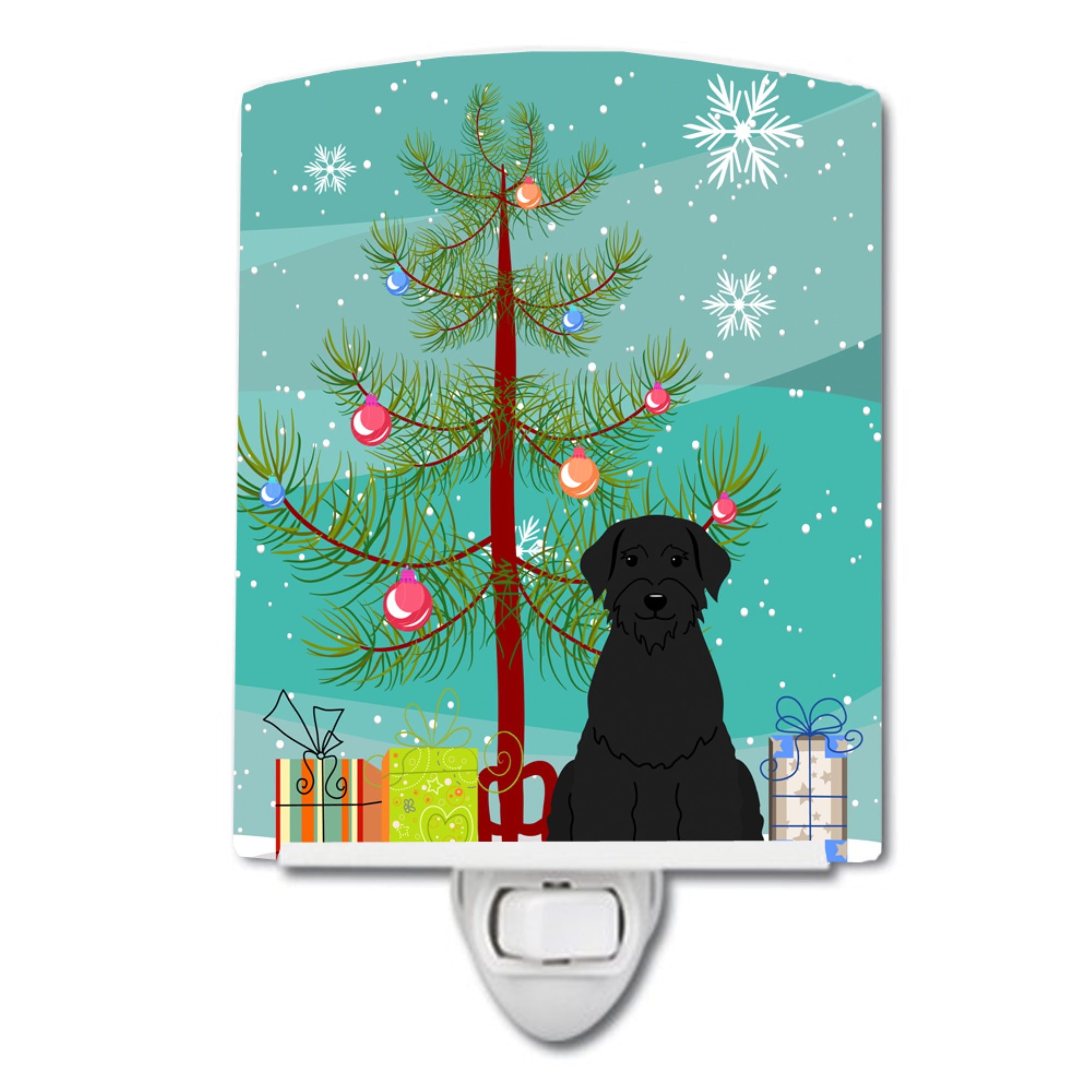  inchCarolines Treasures Merry Christmas Tree Giant Schnauzer Ceramic Night Light, 6x4, Multicolor inch