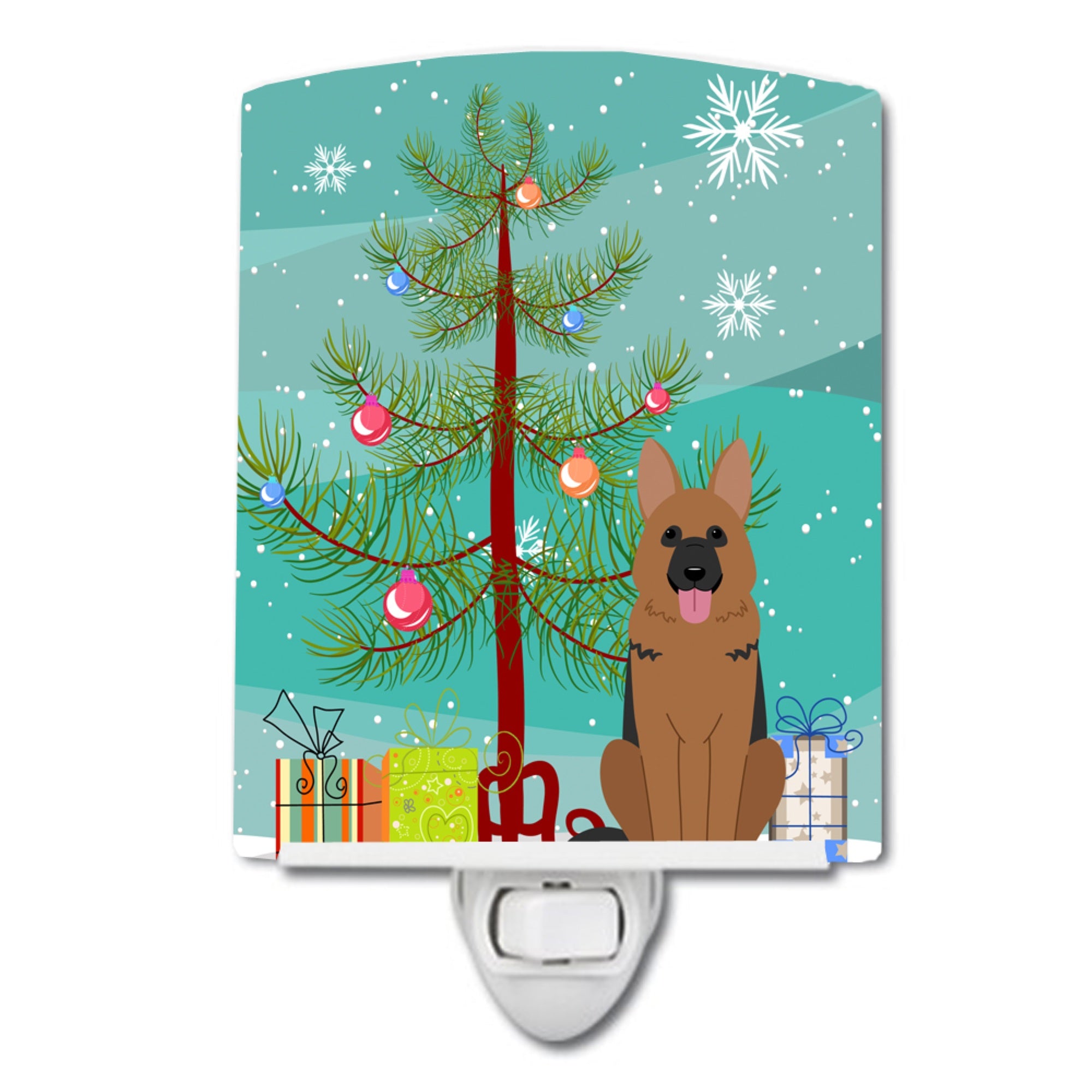  inchCarolines Treasures Merry Christmas Tree German Shepherd Ceramic Night Light, 6x4, Multicolor inch